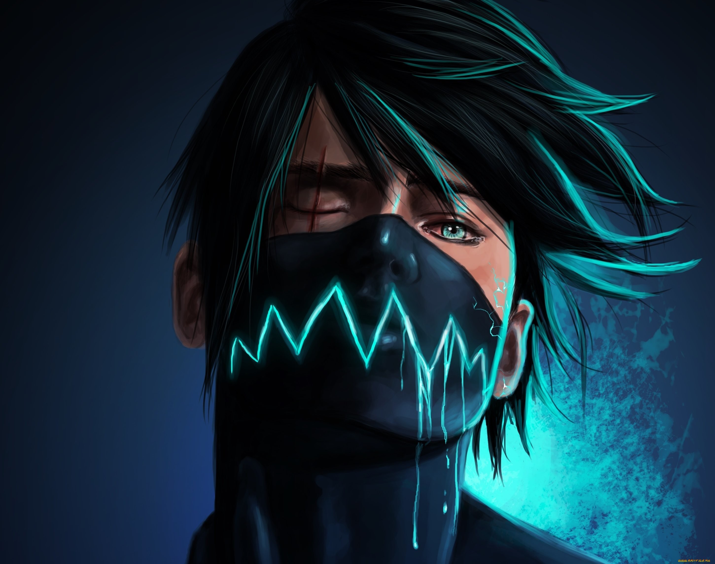 Anime Scars Face Mask Hatake Kakashi DubstepGutter Cyan 2901x2289