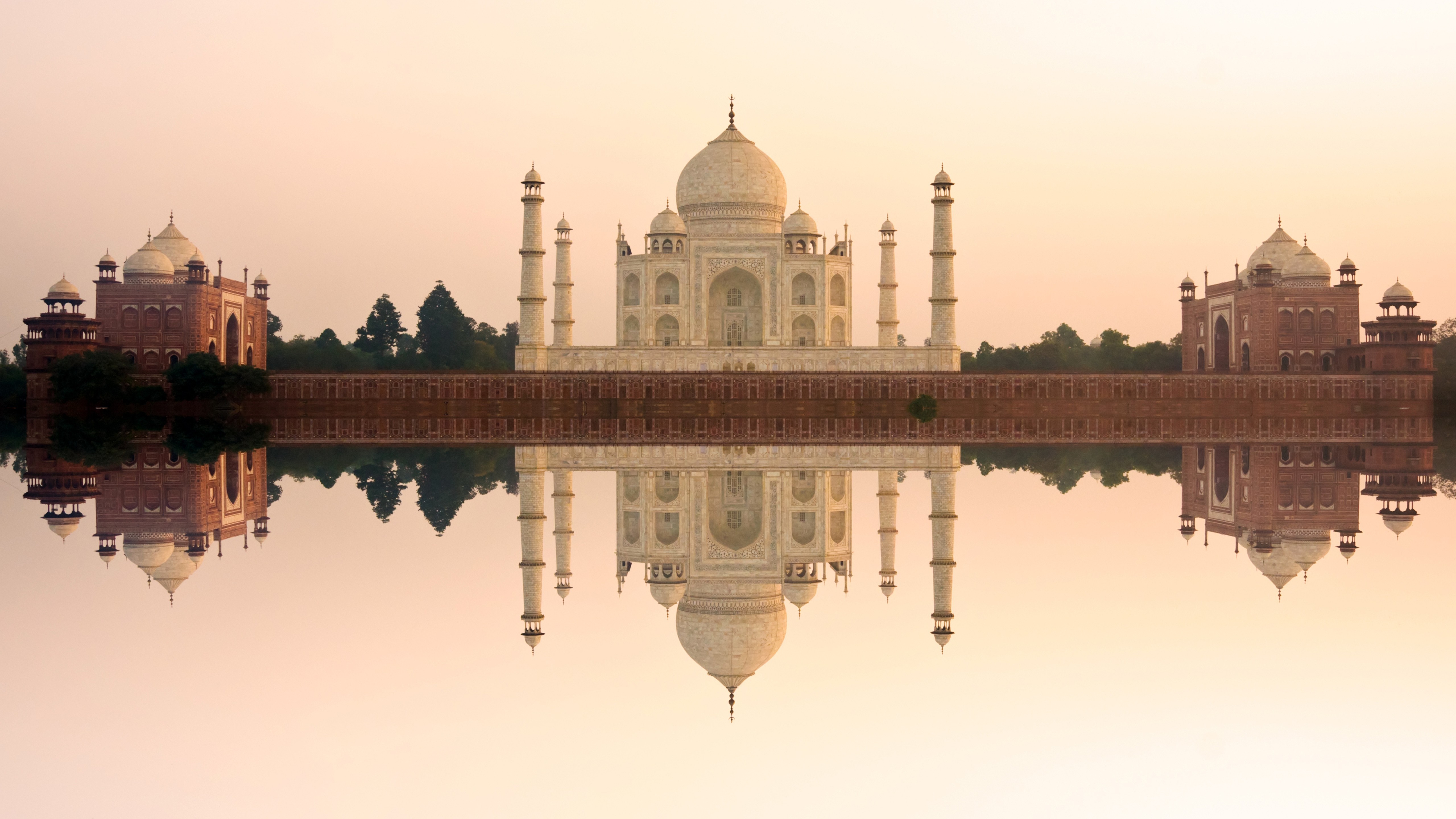 Taj Mahal Architecture Reflection 5120x2880