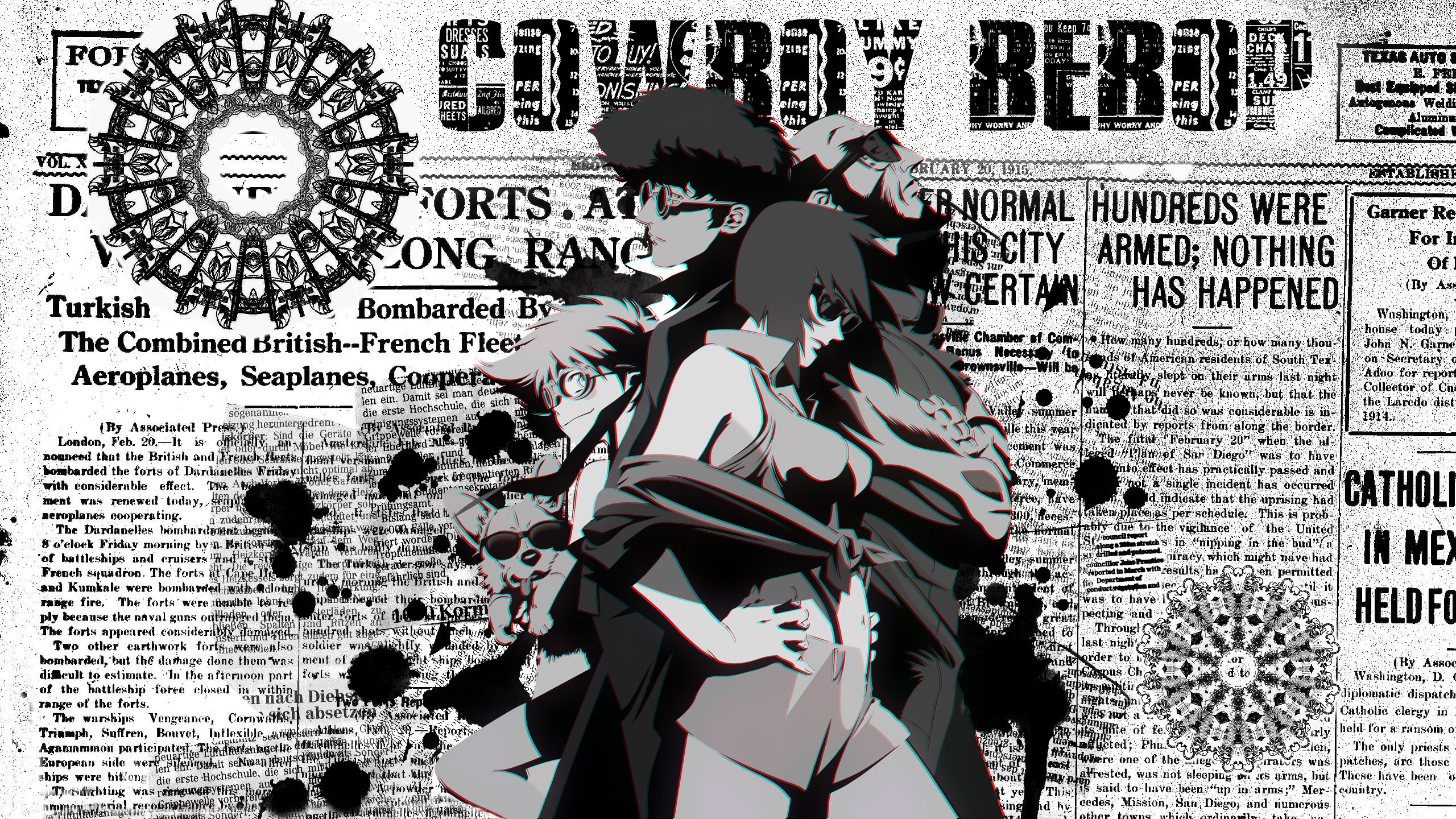 Cowboy Bebop Anime Artwork Spike Spiegel Gray Newspapers 2560x1440