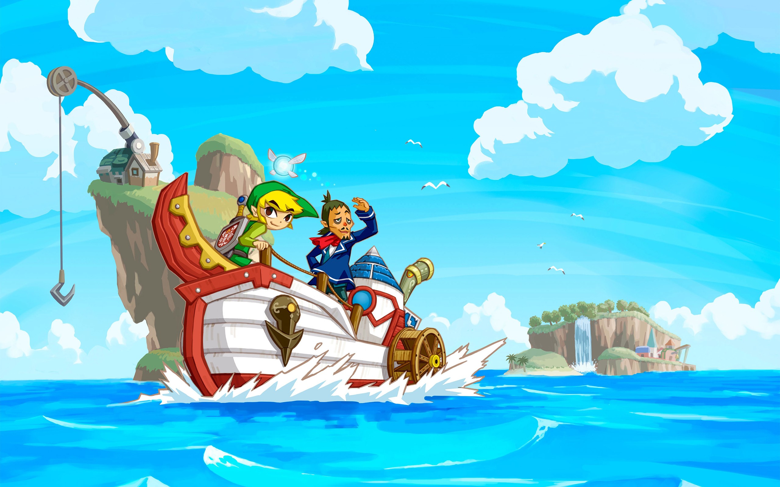 The Legend Of Zelda Link Video Games Nintendo DS Cyan Video Game Art Artwork Ship Boat Sea Video Gam 2560x1600
