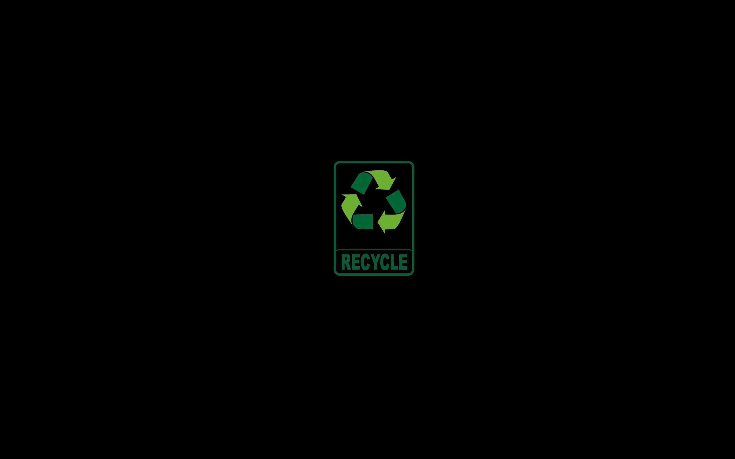 Minimalism Black Green Recycle Black Background Simple Background 2560x1600