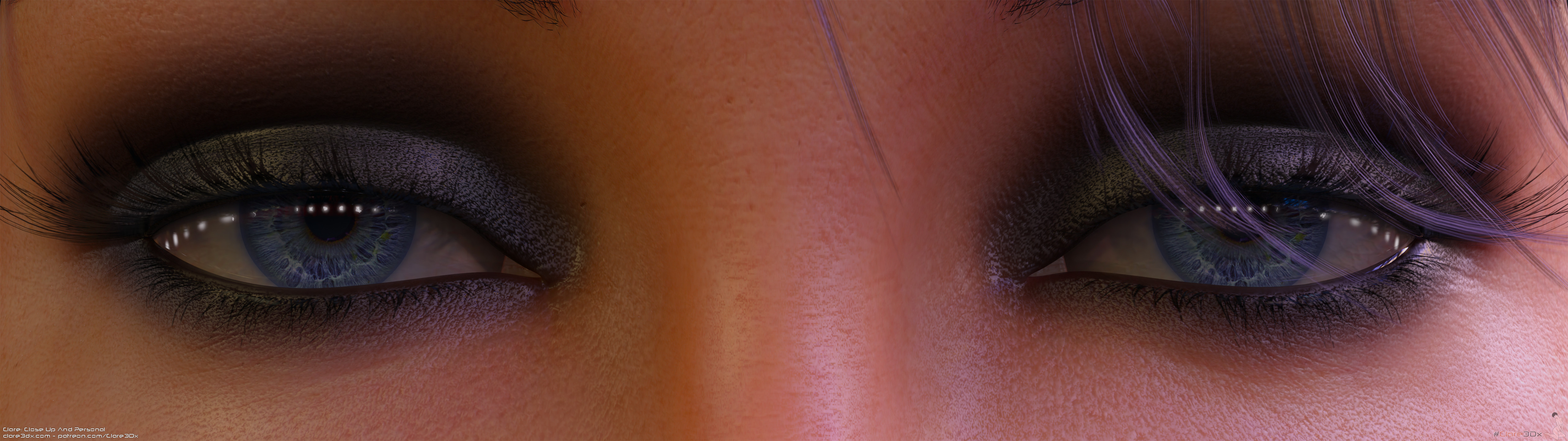 3D Eyes Ultrawide Closeup Smoky Eyes 5120x1440