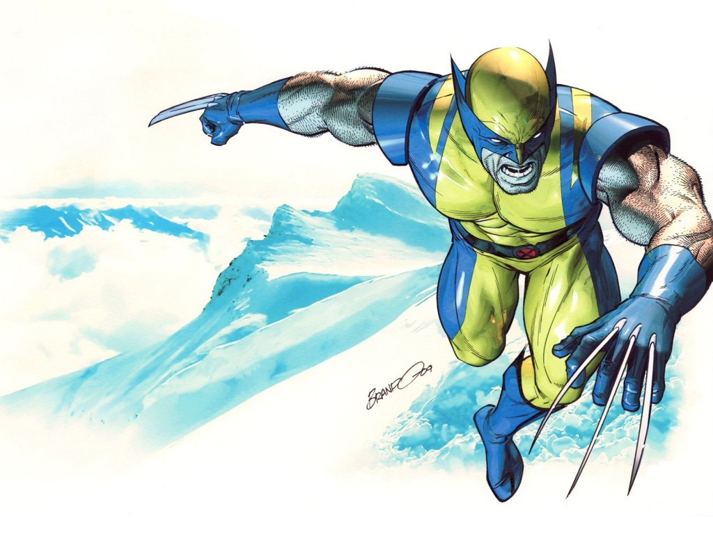 Wolverine Marvel Comics Claws Mutant Artwork Cyan 1024x768