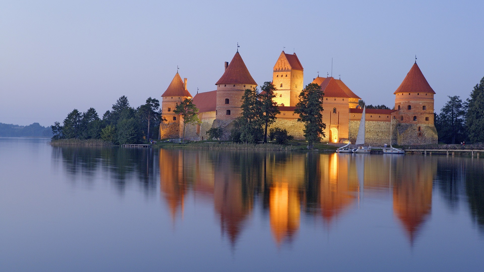 Palace Trakai Castle Lithuania Bricks Fort 1920x1080