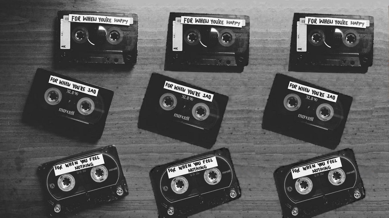 Cassette Tape Monochrome Top View 1366x768