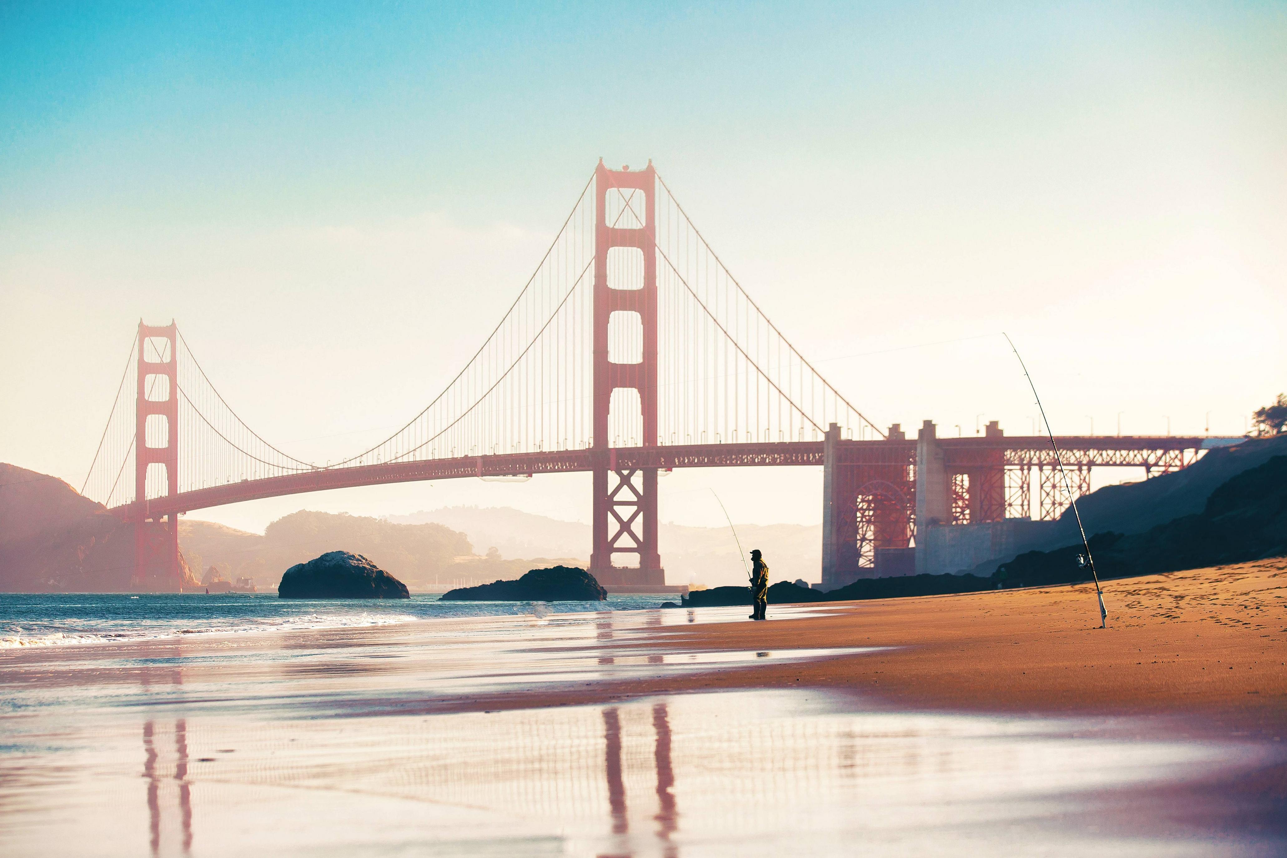 Golden Gate Bridge San Francisco Bridge Fishing Beach 4122x2748