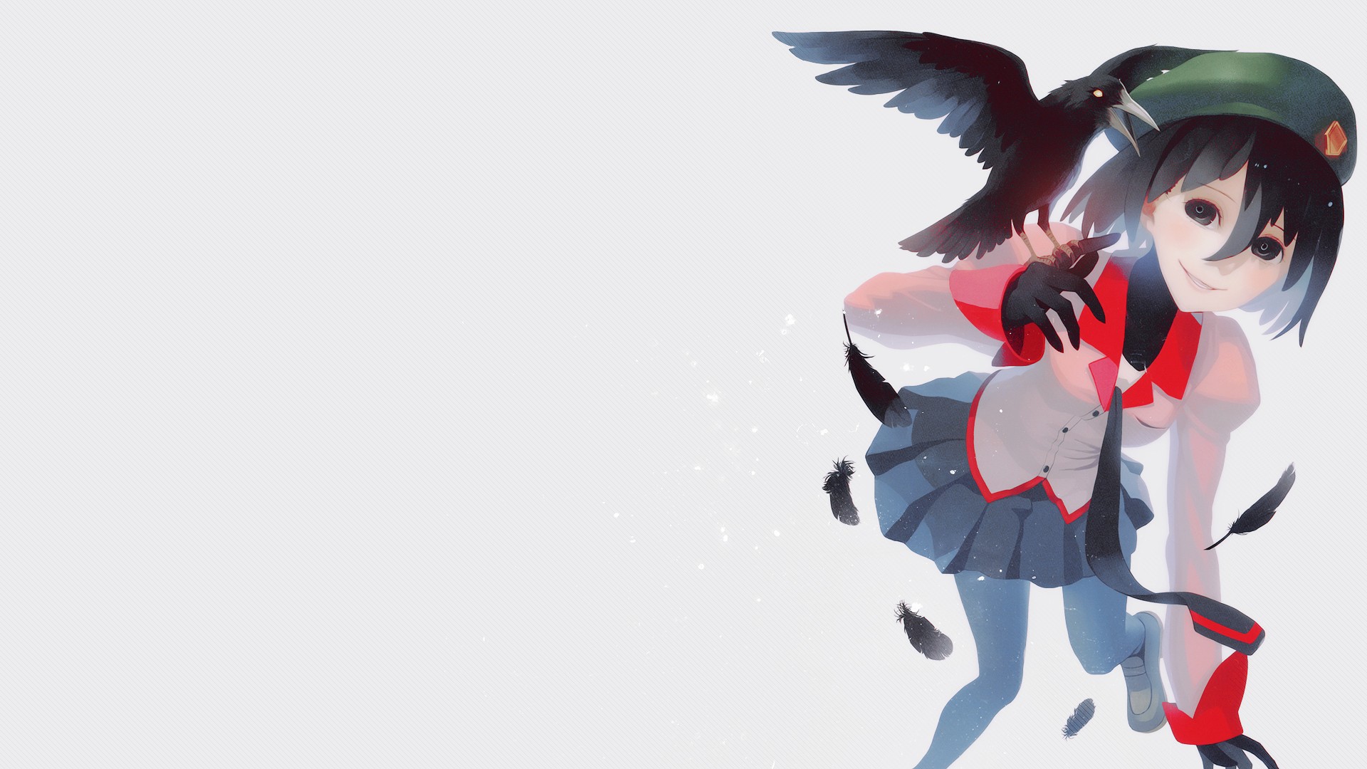 Anime Girls Anime Monogatari Series Crow Oshino Ougi School Uniform Short Hair 1920x1080