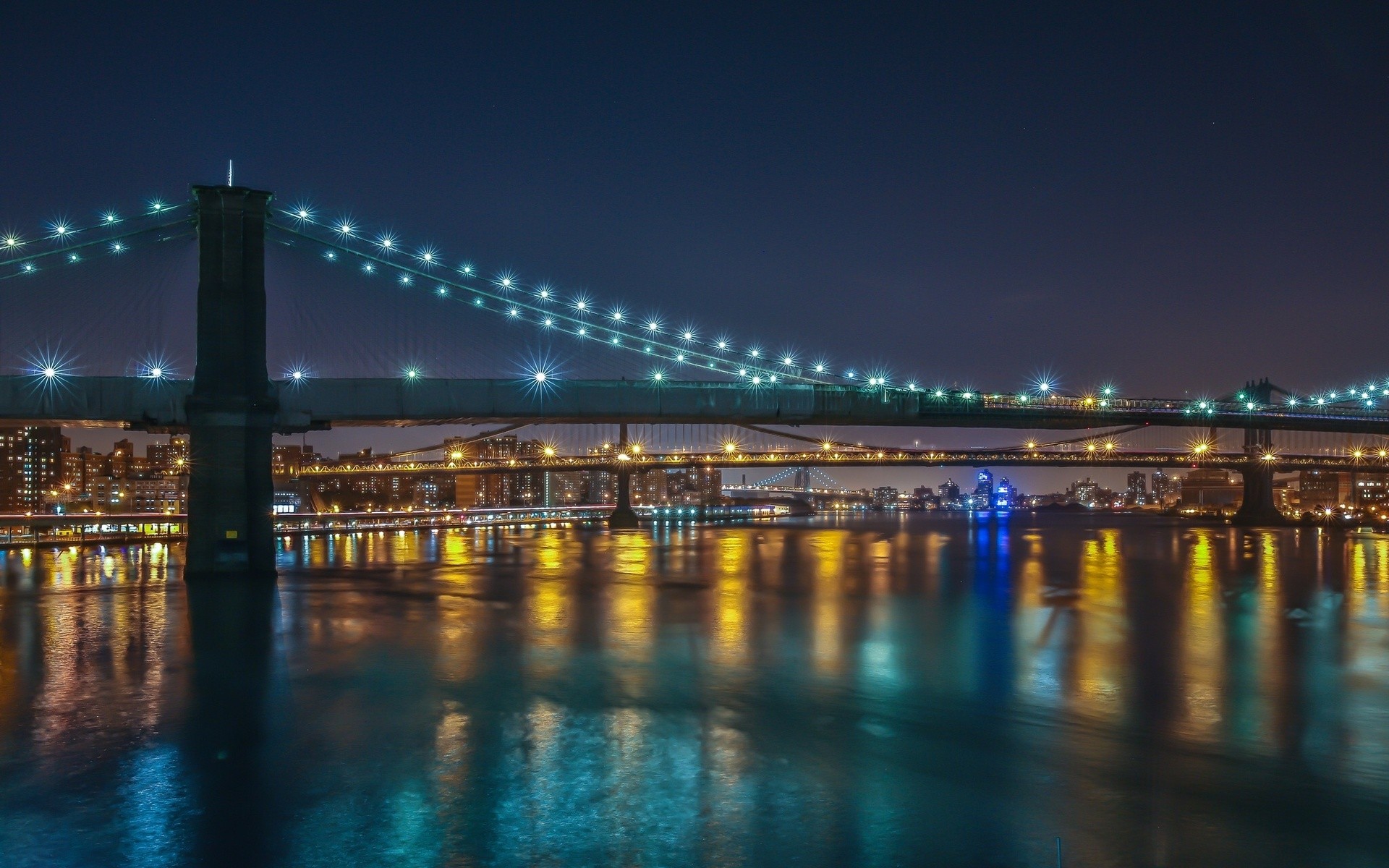 New York City East River Cityscape Bridge 1920x1200