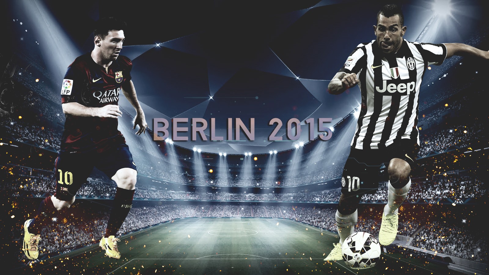 Footballers Champions League Carlos Tevez Berlin 2015 Stadium Juventus 1600x900