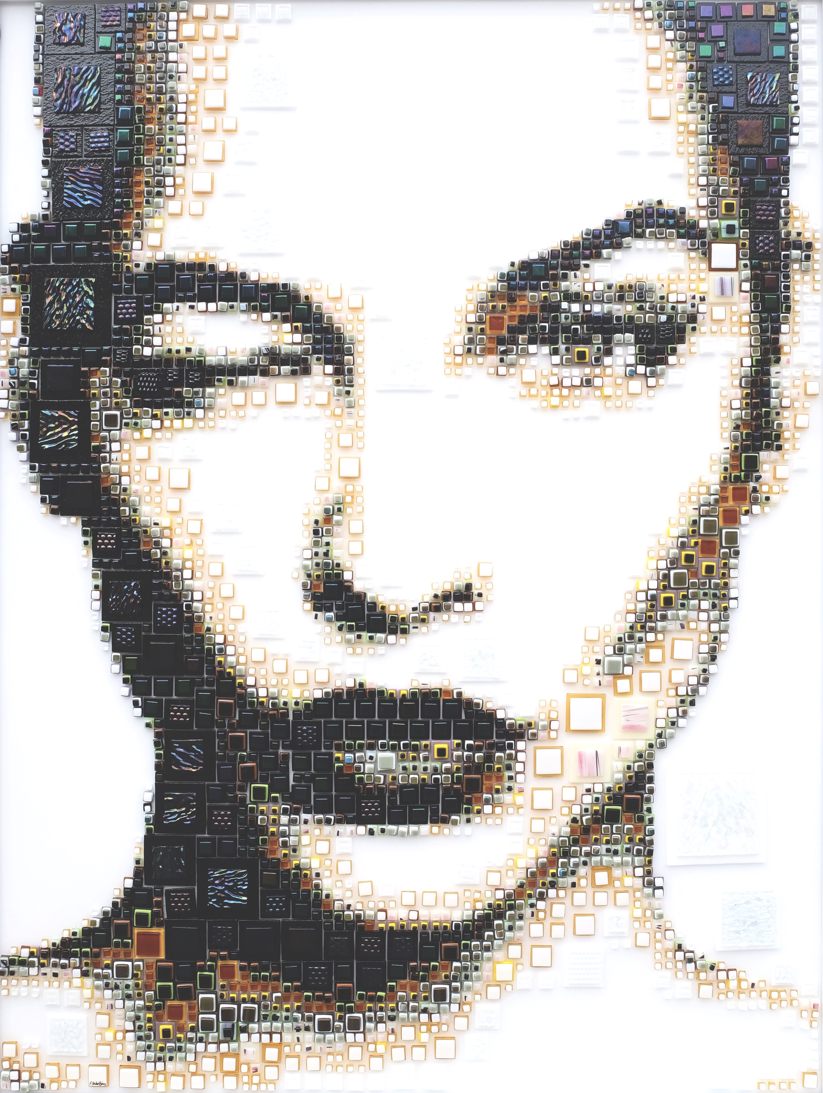 Women Artwork Isabelle Scheltjens Mosaic Face Portrait Display Square Glass 3D White Background Blac 2850x3782