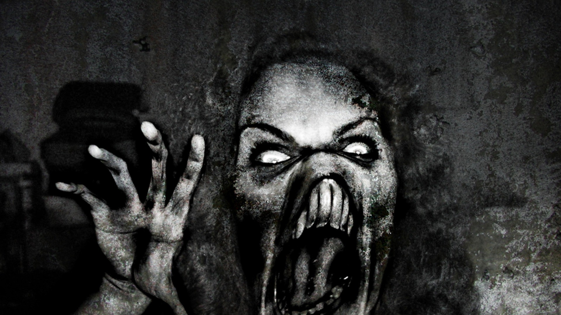 Creepy Horror Hands Teeth Face Scary Face Black 1920x1080