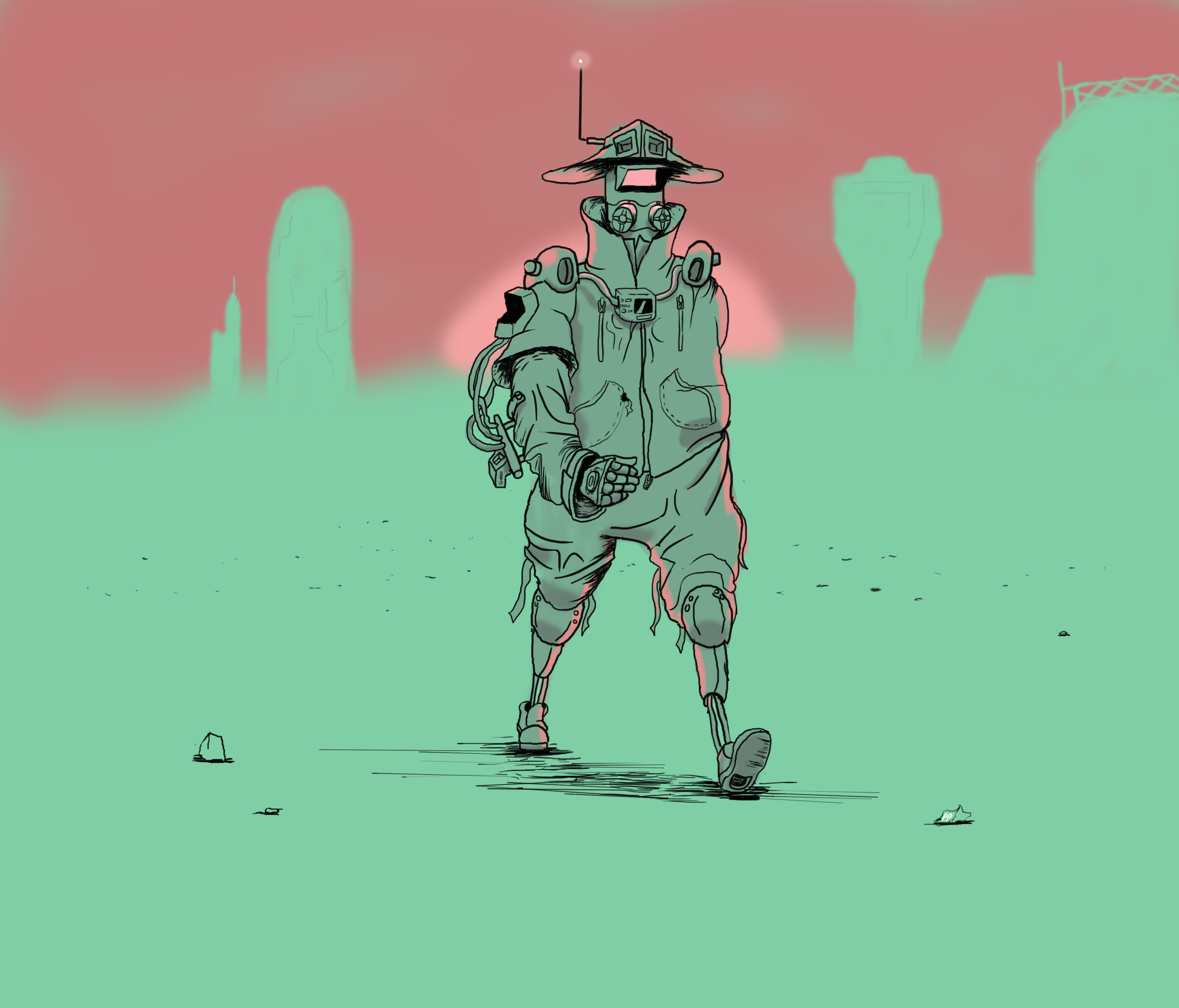 Futuristic Digital Toxic Character Design Sunset 3508x3000