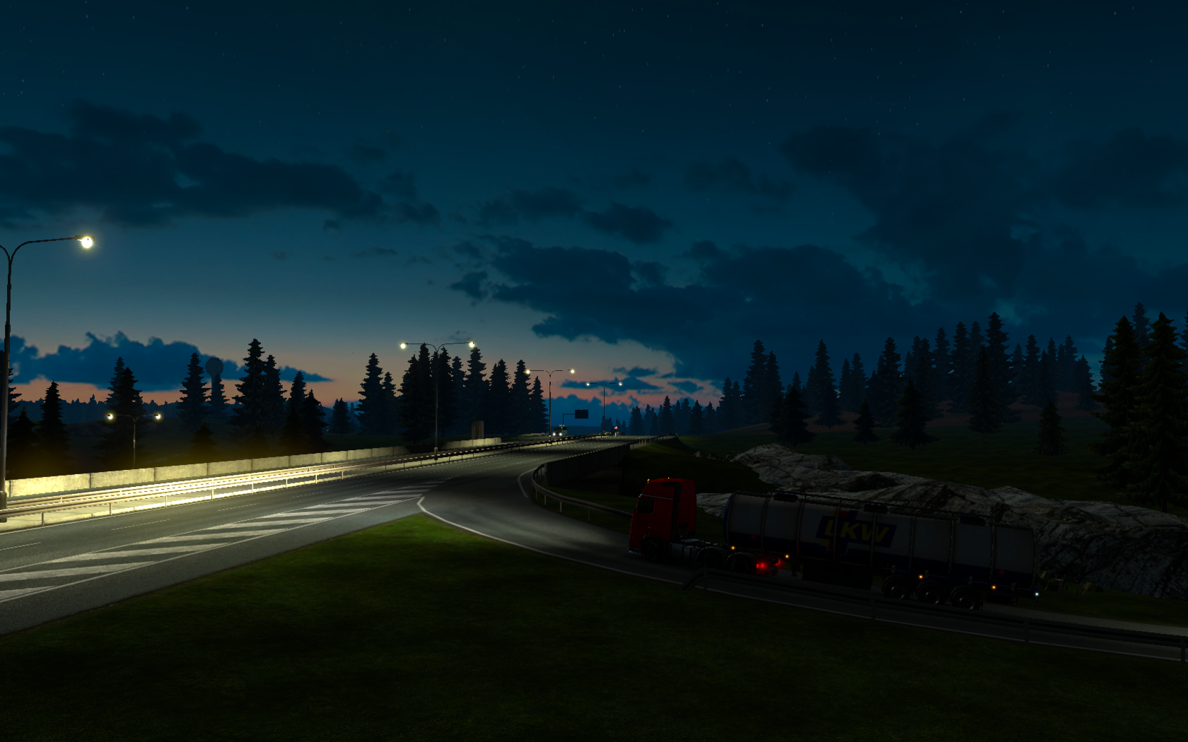 Euro Truck Simulator 2 Video Games Night Sun Morning Road Car Trucks Cargo 1680x1050