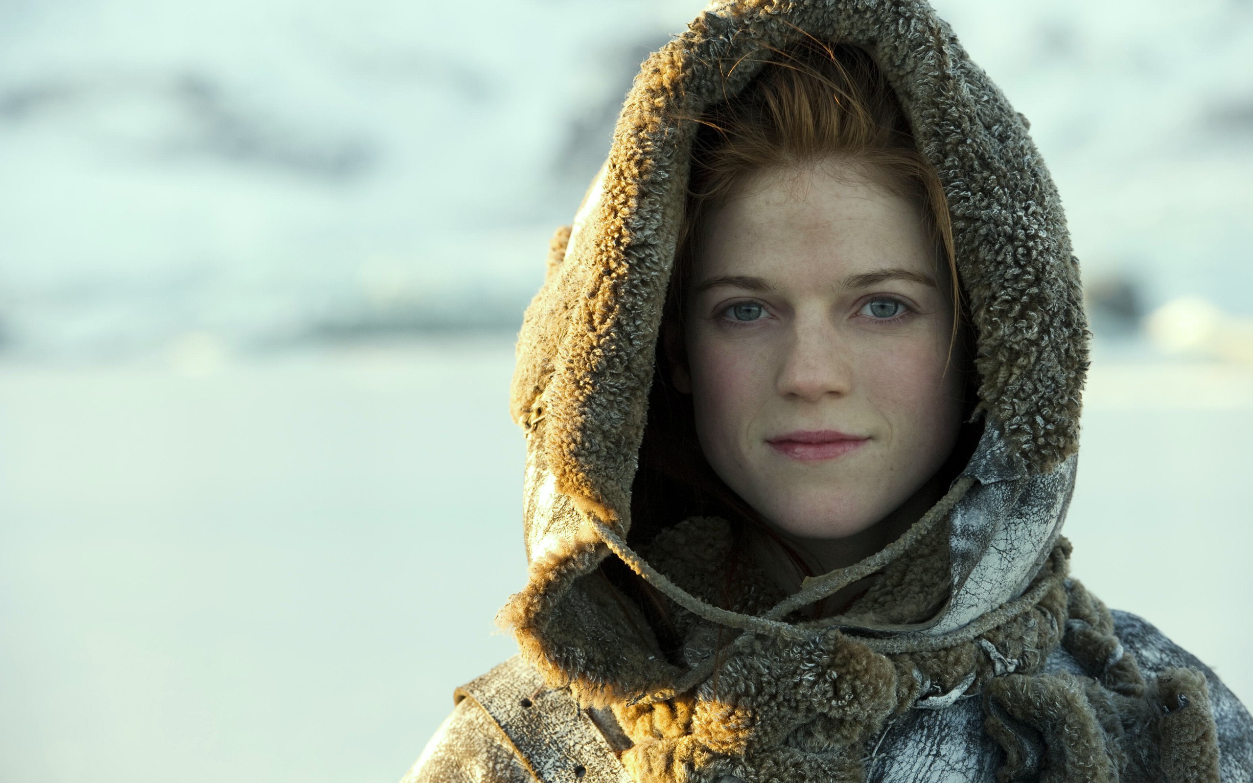Rose Leslie Ygritte Game Of Thrones Women Redhead Face Fur Snow White 2560x1600