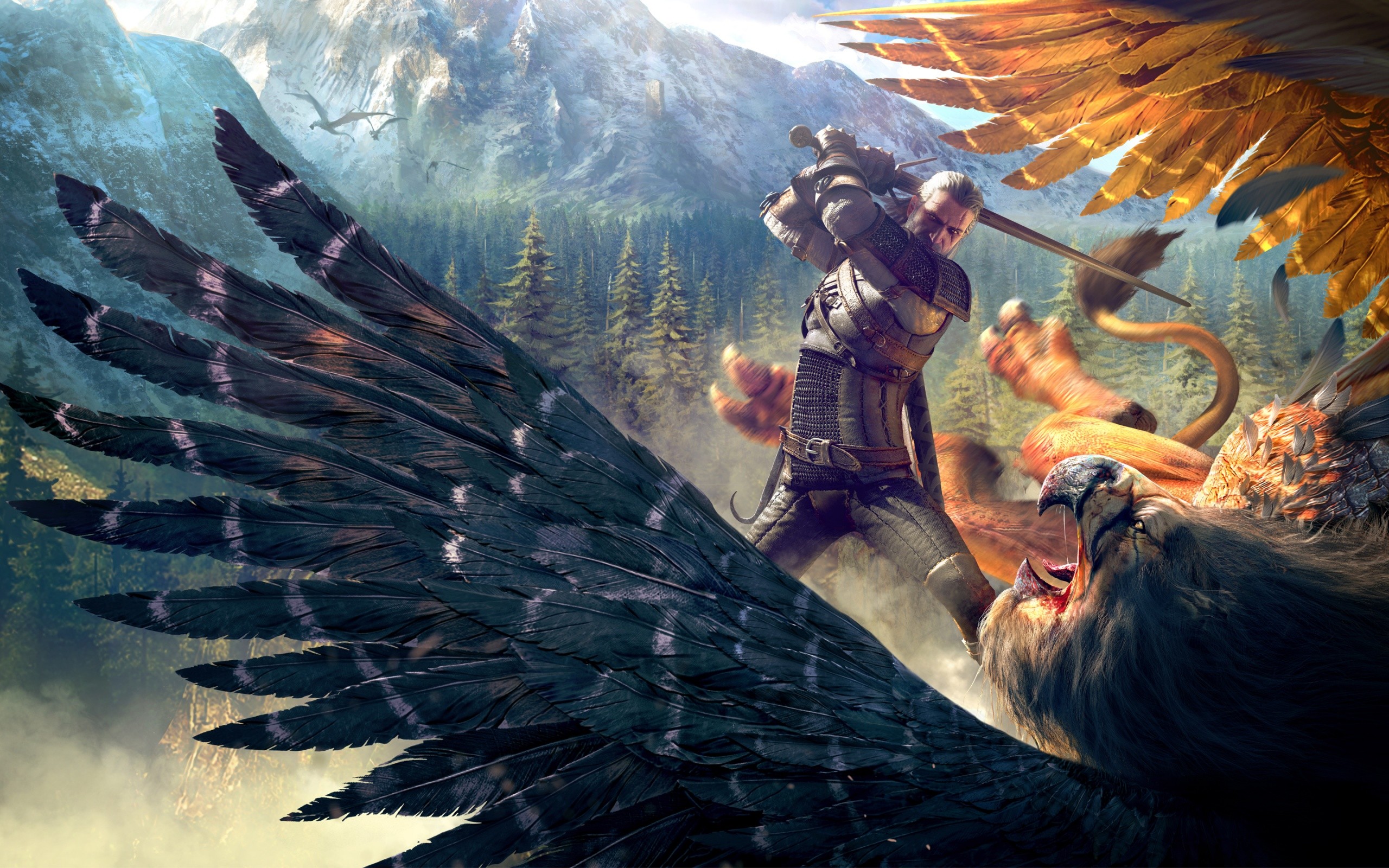 The Witcher The Witcher 3 Wild Hunt Video Games Fantasy Art Griffins 2560x1600