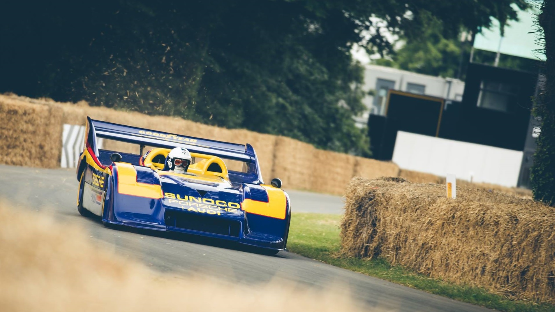Goodwood Festival Of Speed Porsche 917 Race Cars Can Am Car Vehicle Hay Trees Blue Cars Audi 1920x1080