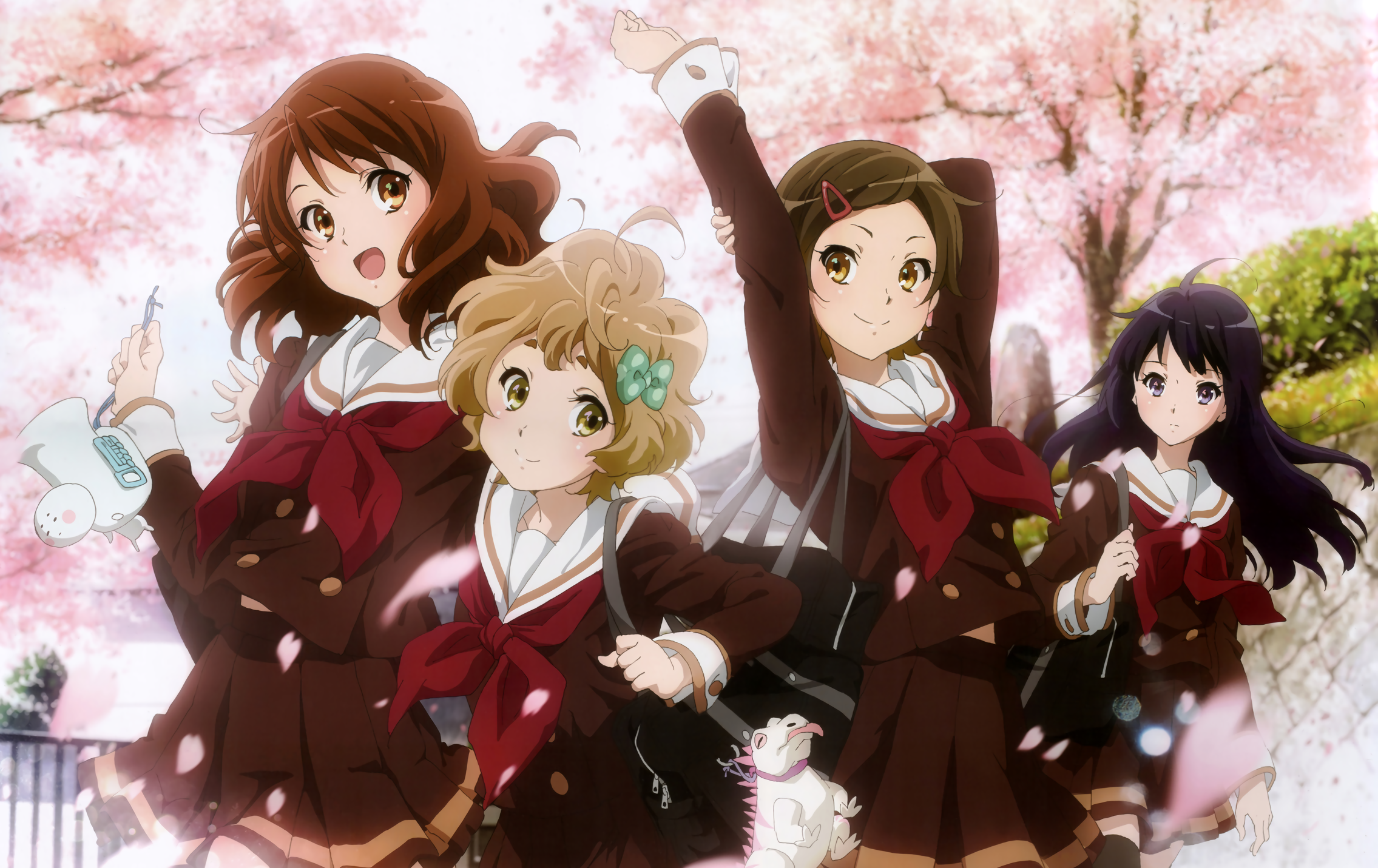 Short Hair Brown Hair Brown Eyes School Uniform Skirt Long Hair Reina Kousaka Kumiko Oumae Sapphire  2271x1431