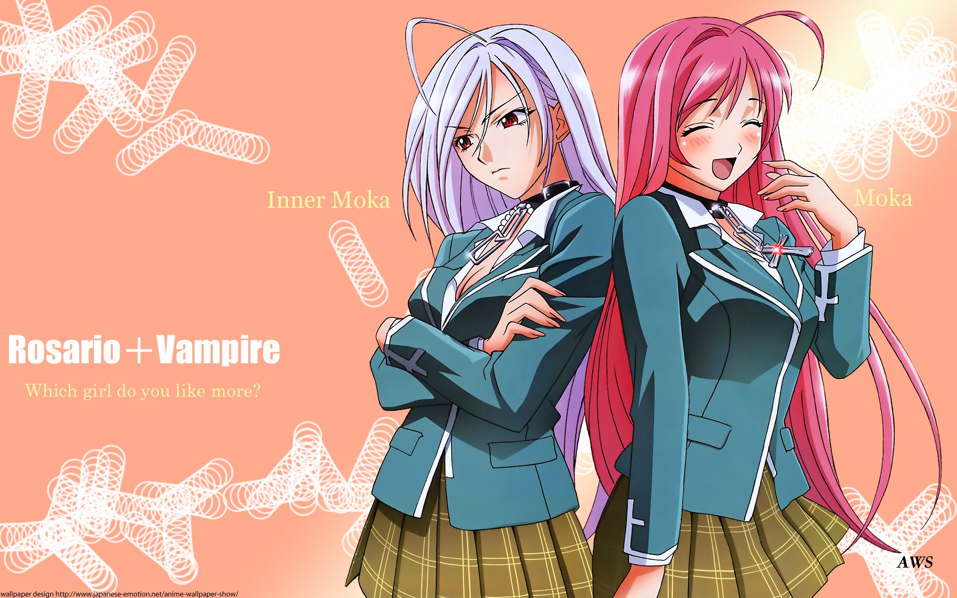 Akashiya Moka Anime Girls Anime Pink Hair Red Eyes Open Mouth Wallpaper -  Resolution:1920x1200 - ID:663481 