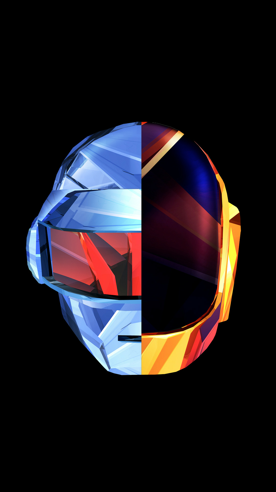 Digital Art Minimalism Simple Background Portrait Display Music Daft Punk Helmet Low Poly Split View 1080x1920