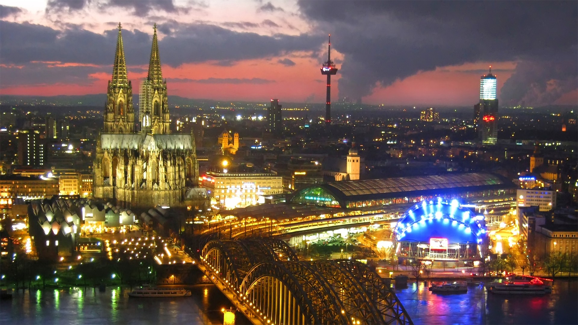Cologne Cathedral City Hohenzollern Bridge 1920x1080
