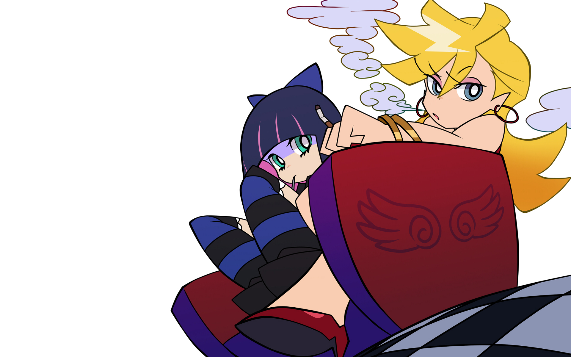 Panty And Stocking With Garterbelt Anarchy Panty Anarchy Stocking Simple Background Anime Girls Smok 1920x1200