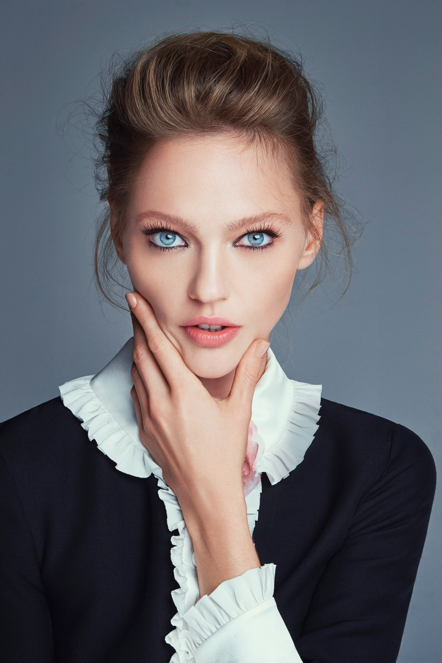 Sasha Pivovarova Model Actress Women Blue Eyes Brunette Long Eyelashes Looking At Viewer Eyeliner Bl 1507x2261