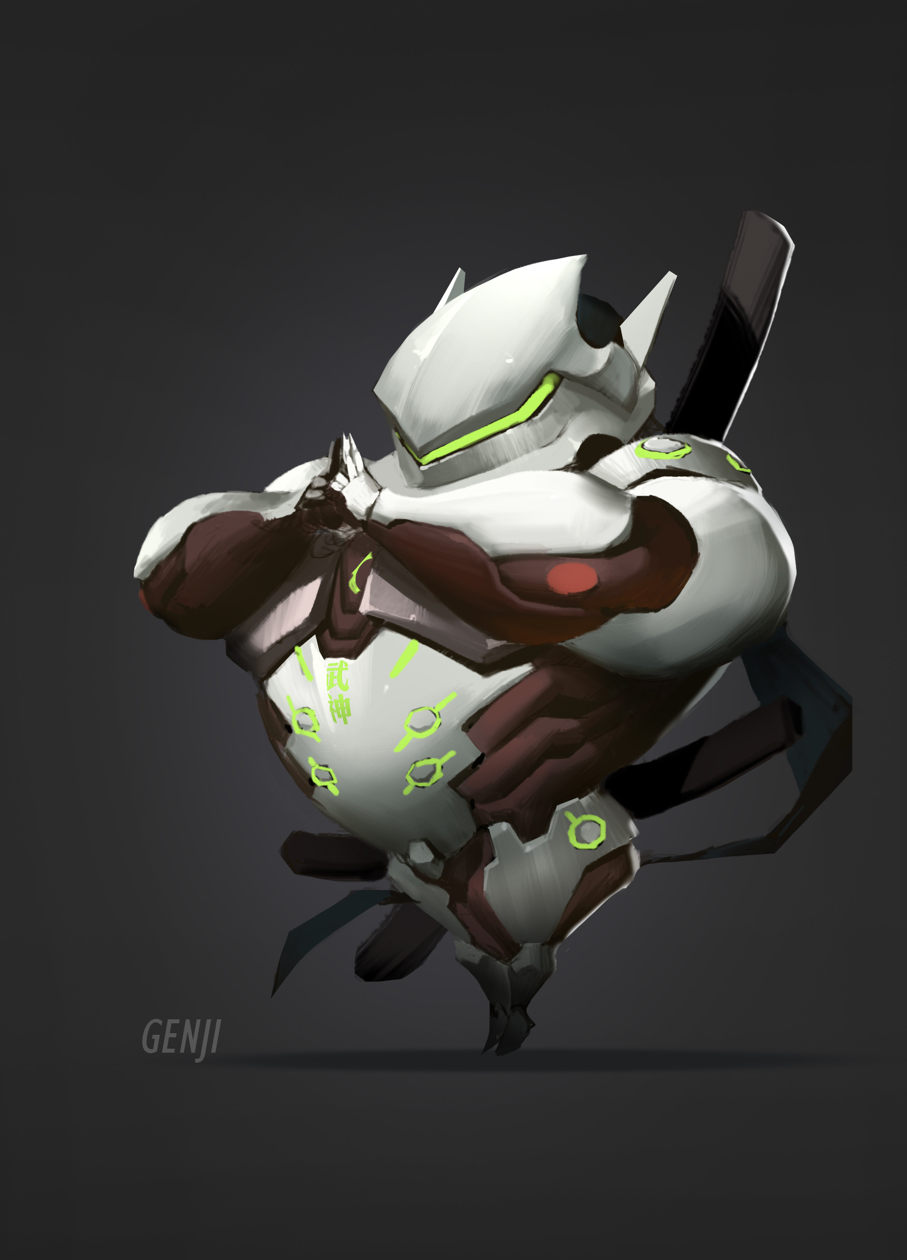 Overwatch Chubby Concept Art Genji Overwatch Sword Meijun Chen 1824x2534