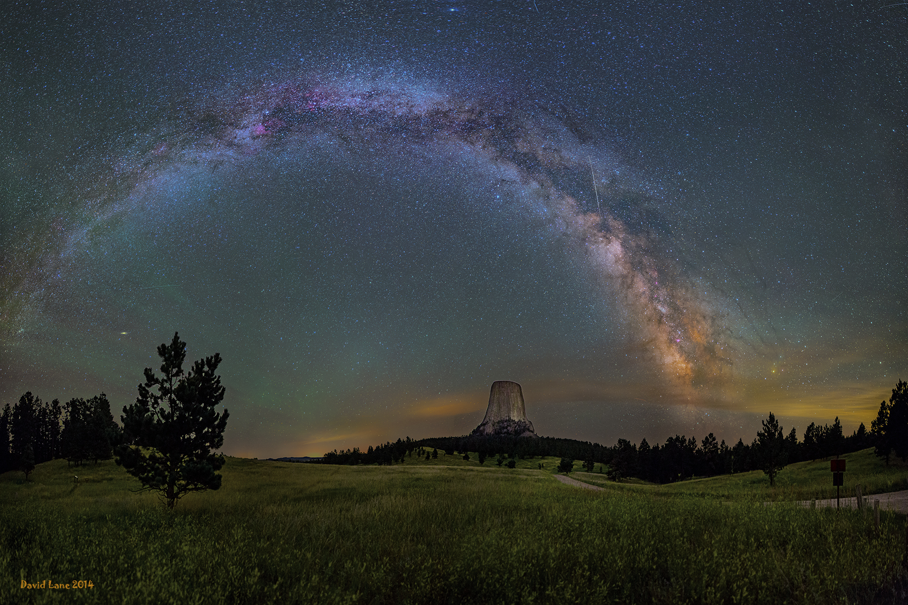 Nature Landscape Milky Way Night Stars Starry Night Wyoming USA Trees Field Grass 2014 Year 1800x1200