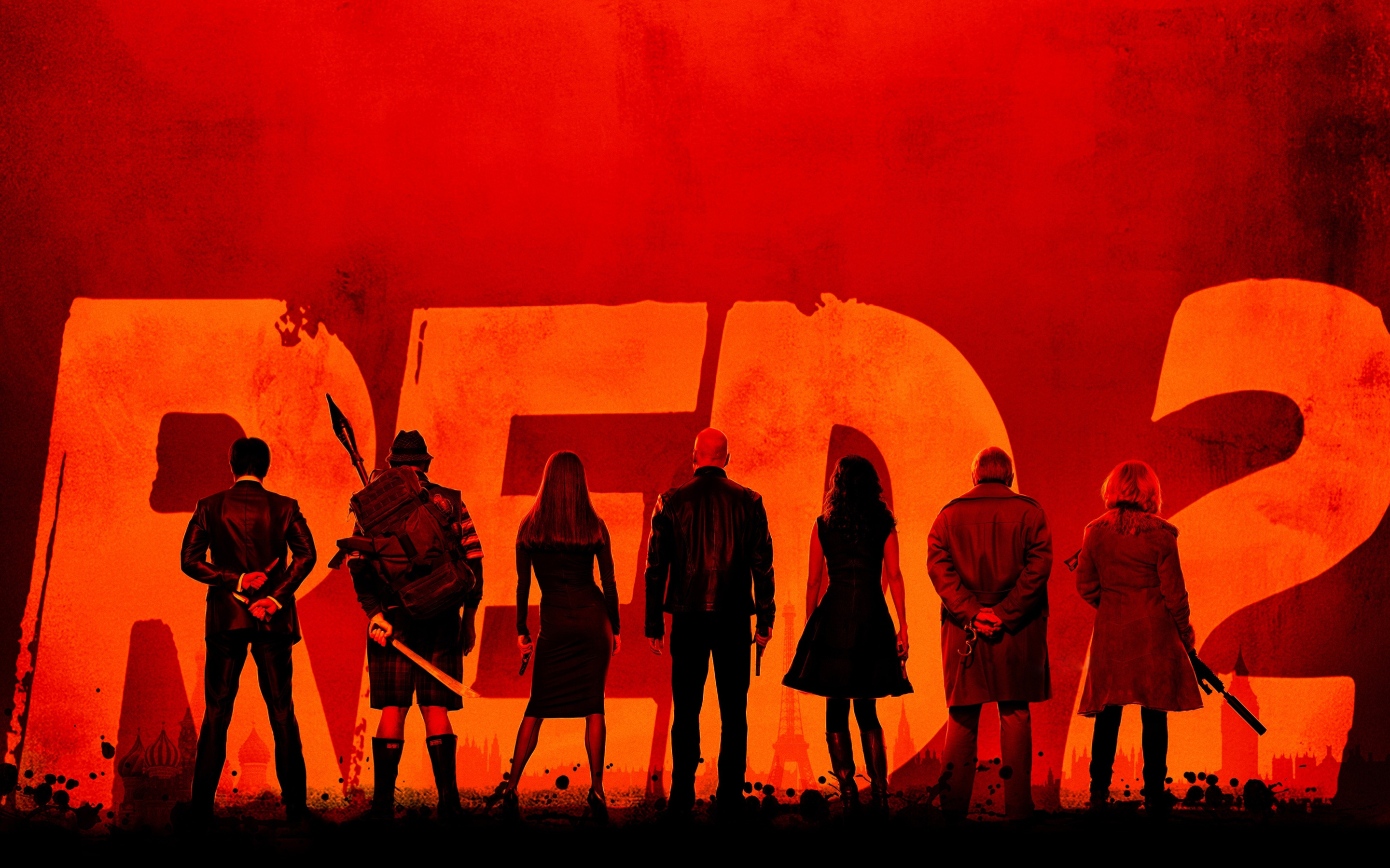 RED 2 Anthony Hopkins Bruce Willis Catherine Zeta Jones Helen Mirren John Malkovich Lee Byung Hun Ma 2880x1800