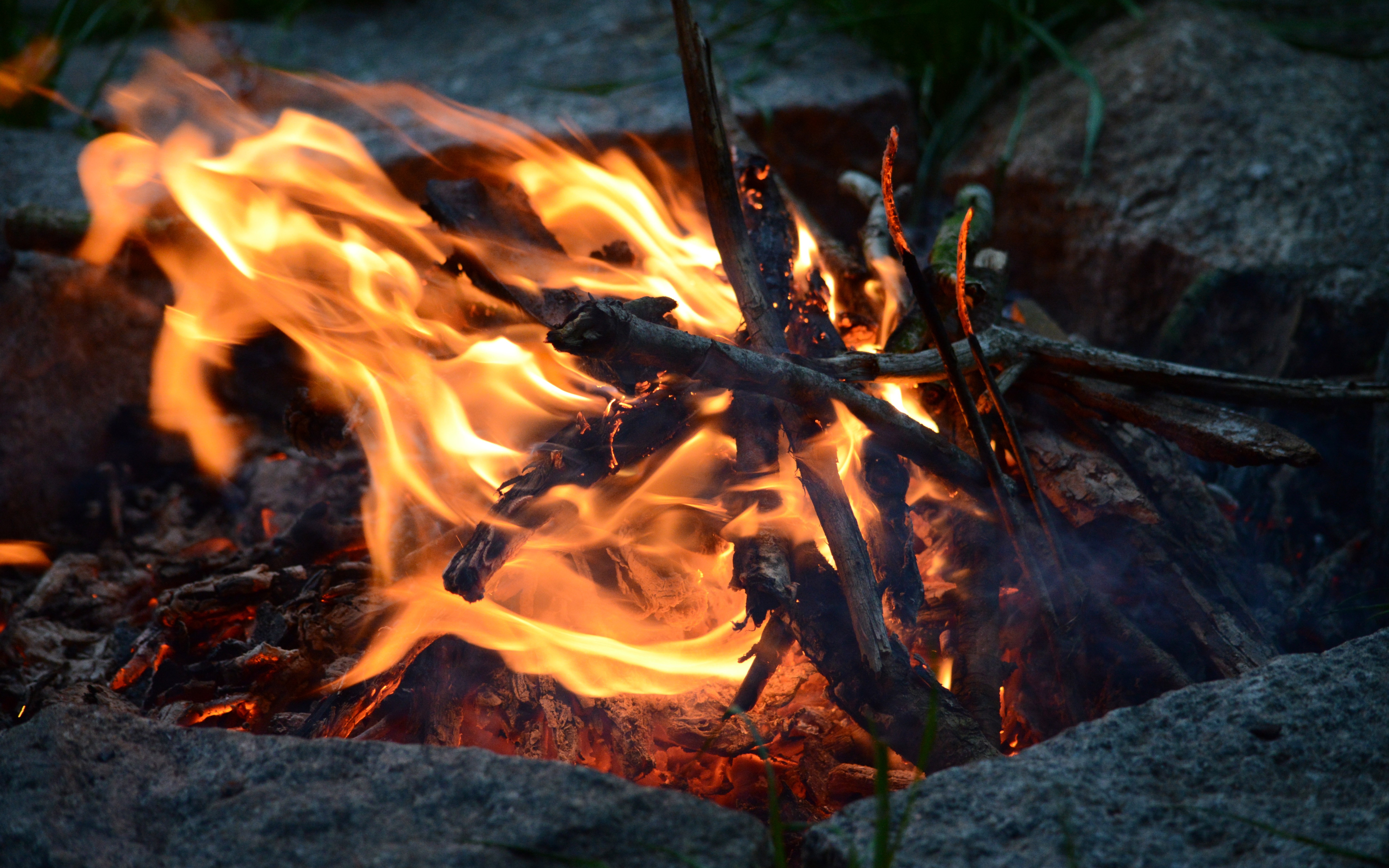 Fire Camping Wood Nature Rock 6016x3760