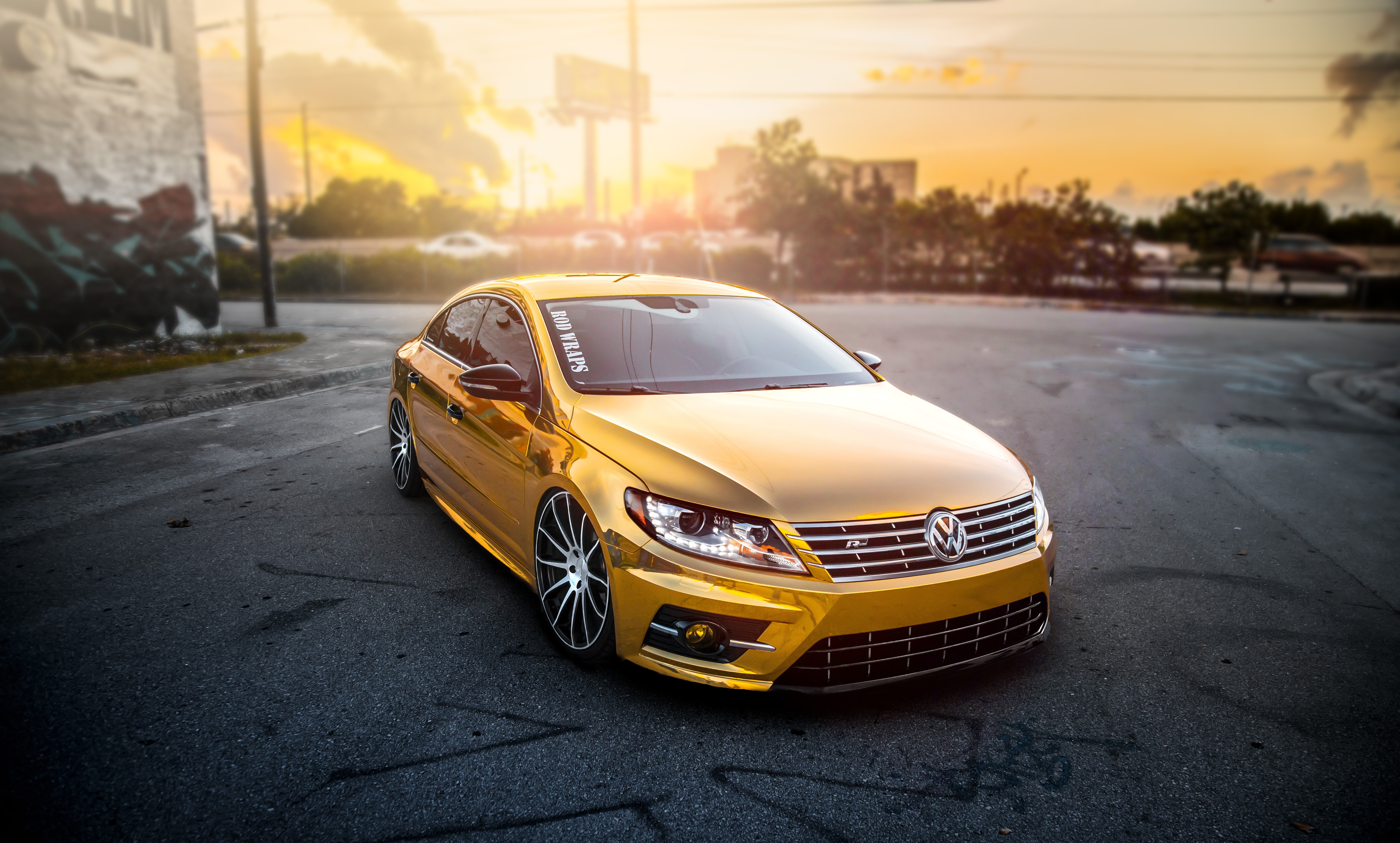 Volkswagen Car Vehicle Volkswagen CC Yellow Cars Gold 5472x3293