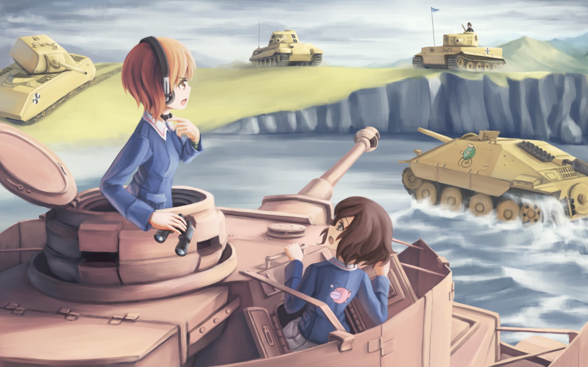 Anime Anime Girls Girls Und Panzer Ooarai Girls High School Akiyama Yukari Nishizumi Miho 1920x1200