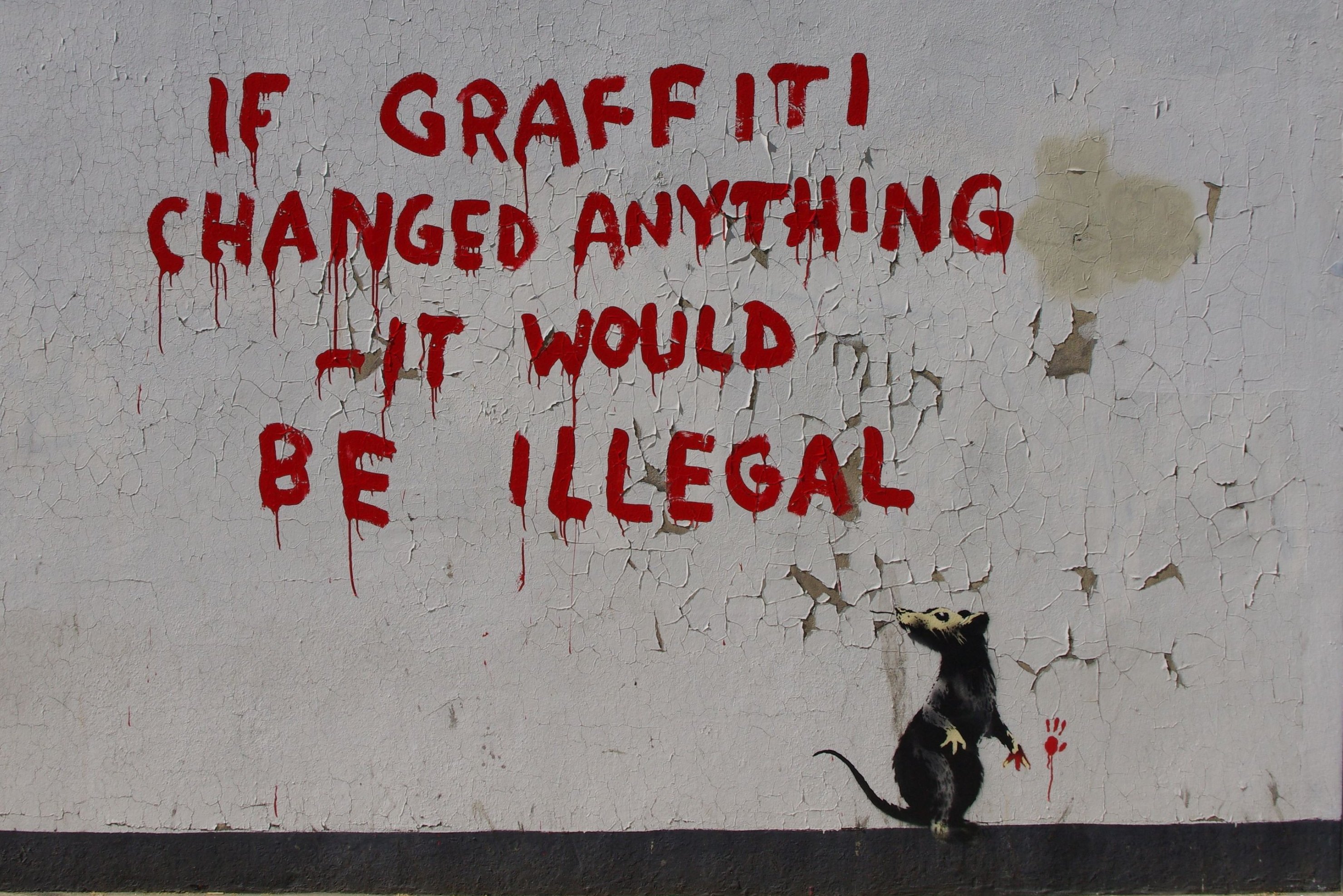 Banksy Graffiti Concrete Wall Urban 2959x1974