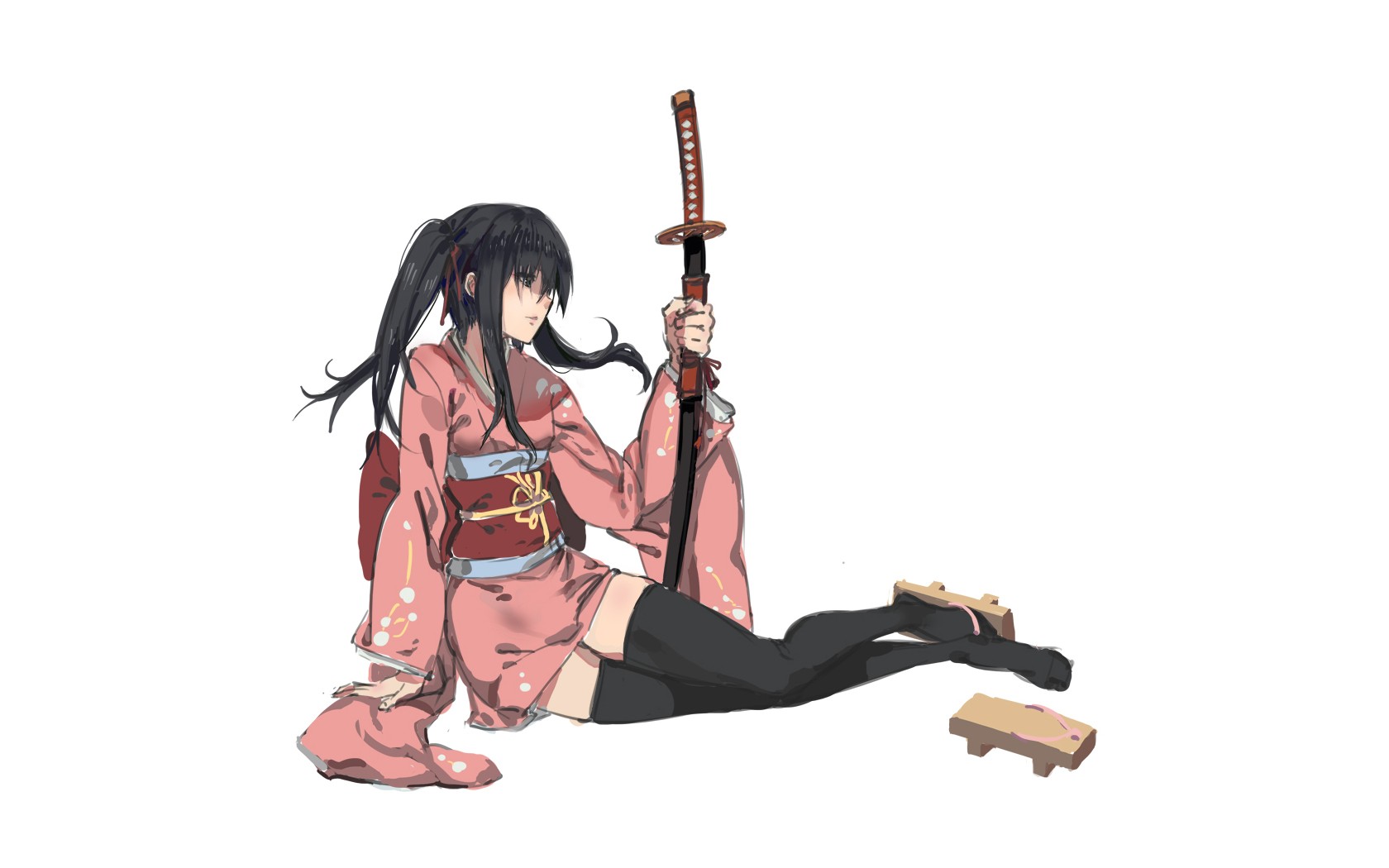 Anime Anime Girls Gintama Yagyuu Kyuubei Japanese Clothes Sword Katana Kimono Thigh Highs Weapon Bla 1680x1050