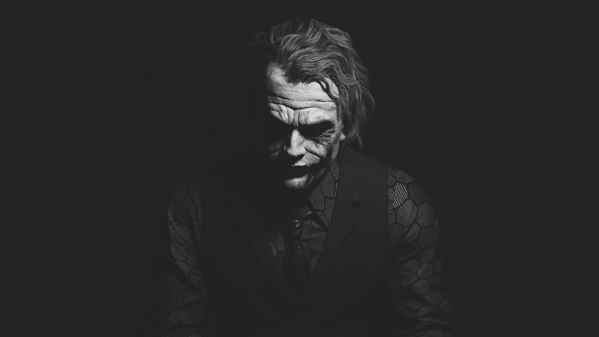 Joker Heath Ledger Monochrome Dark 1920x1080