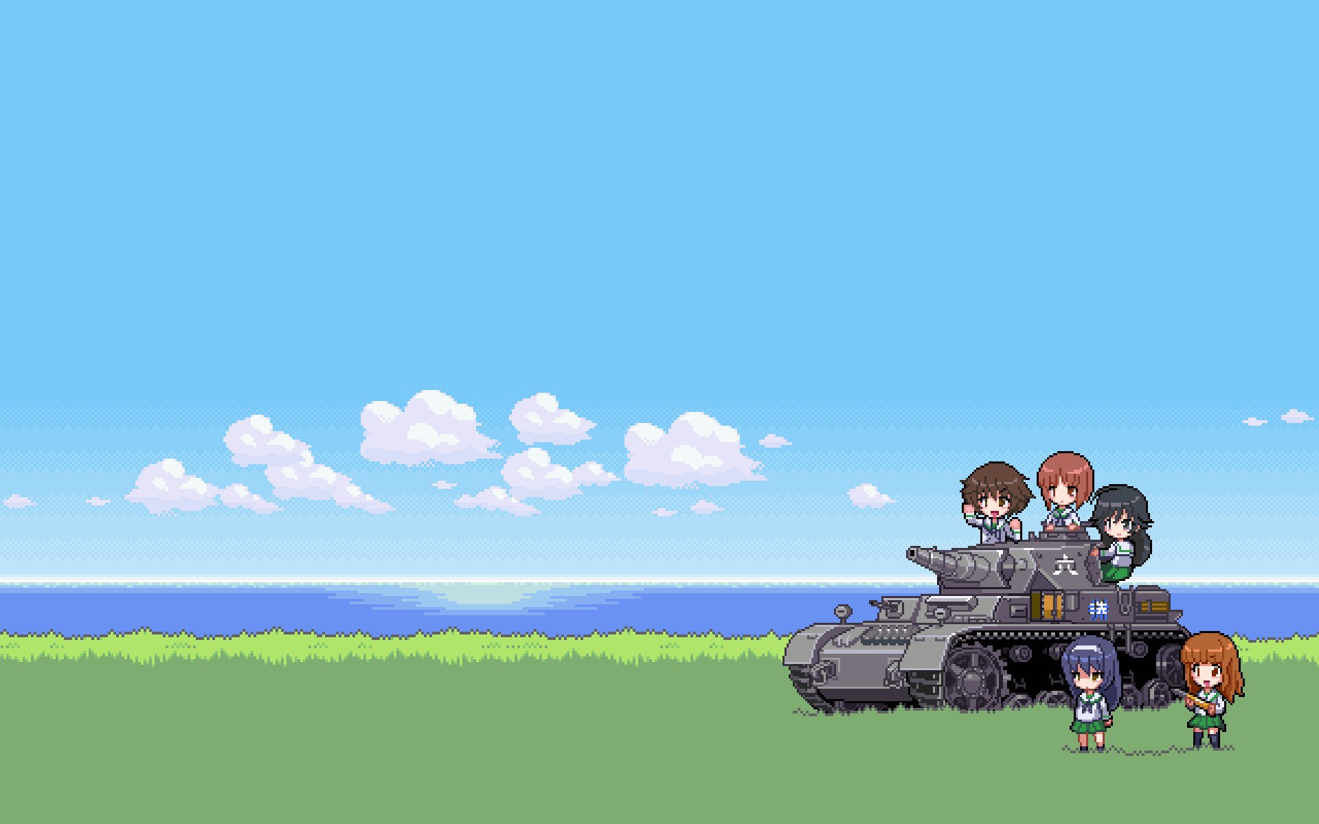 Girls Und Panzer Panzer IV Nishizumi Miho Akiyama Yukari Takebe Saori Reizei Mako Isuzu Hana Tank Pi 1920x1200