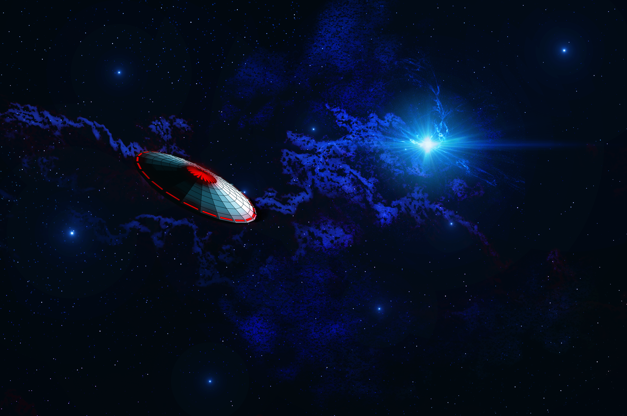 UFO Space Spaceship Blue Sci Fi 2200x1461