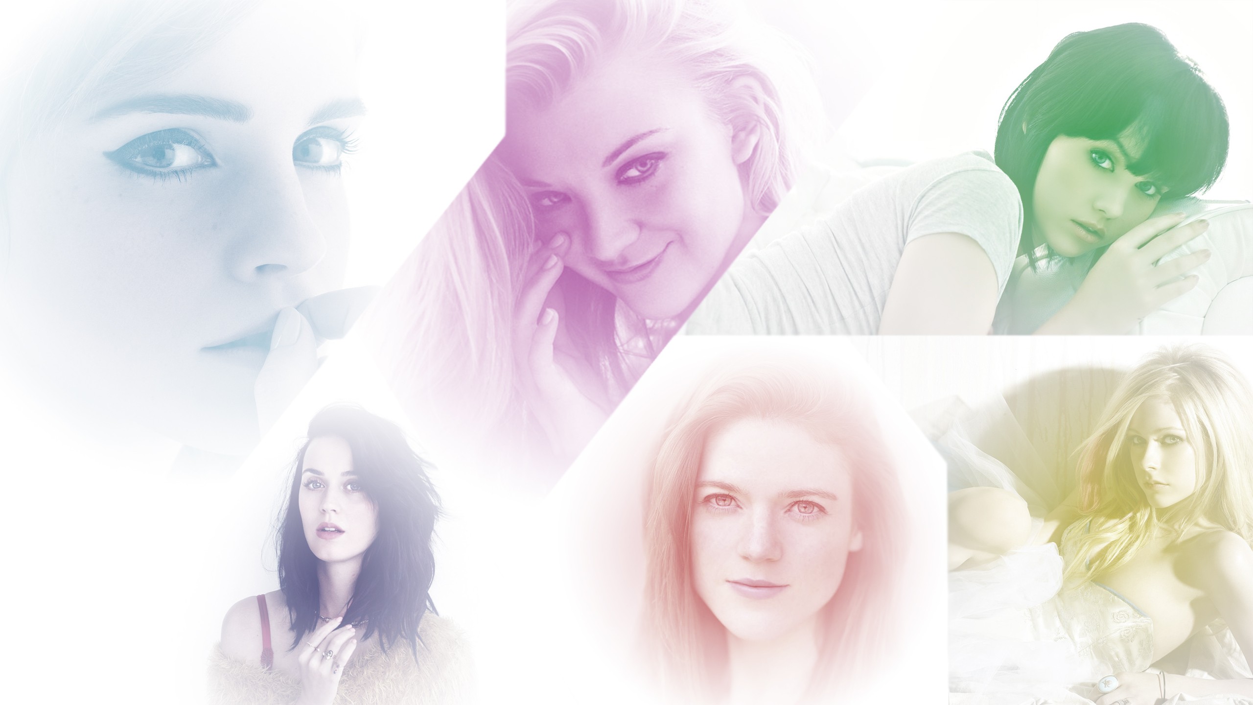 Emma Watson Collage Avril Lavigne Katy Perry Rose Leslie Natalie Dormer Singer Model Actress Redhead 2560x1440