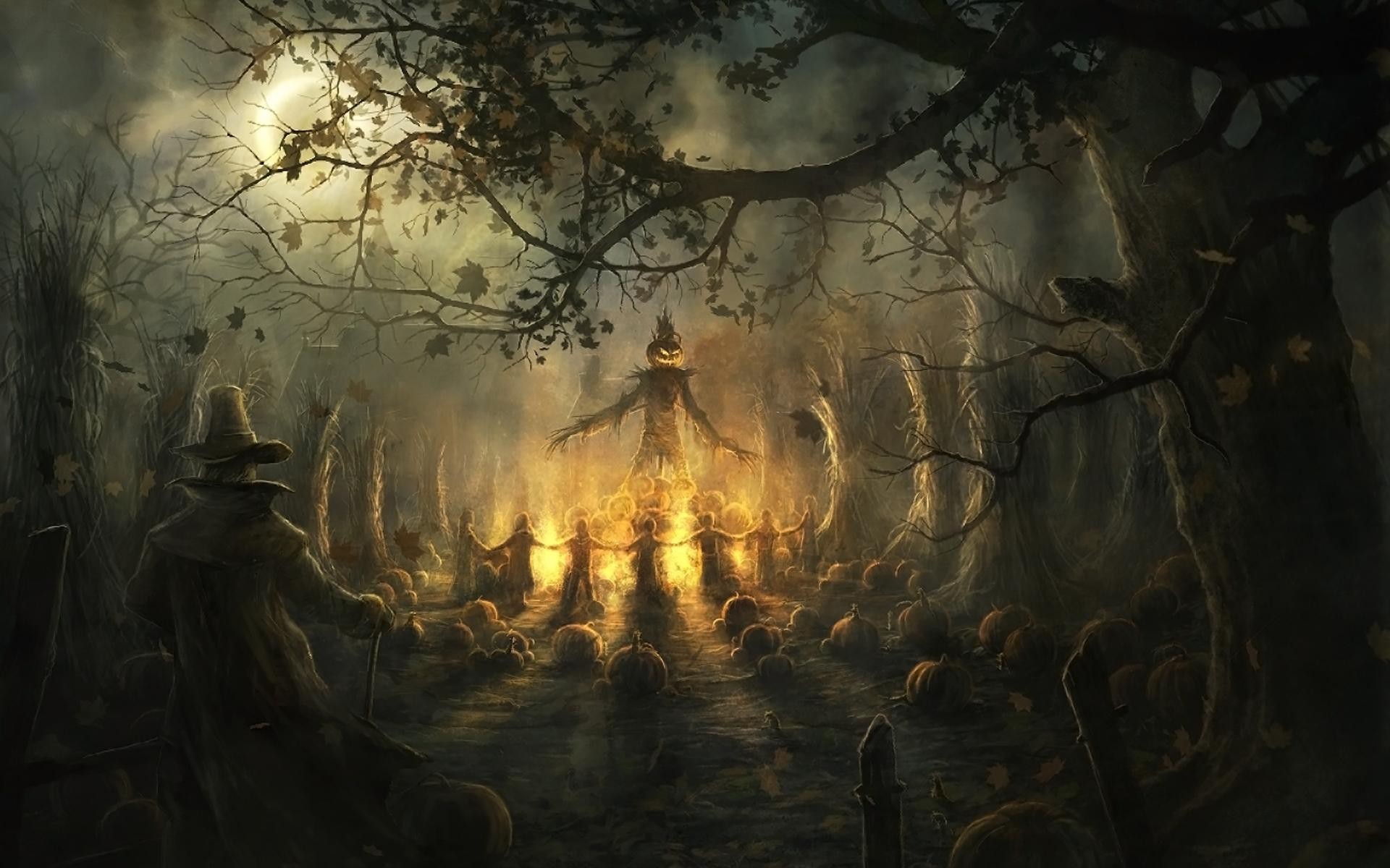 Scarecrow Occult Dark Halloween Holiday Pumpkin 1920x1200