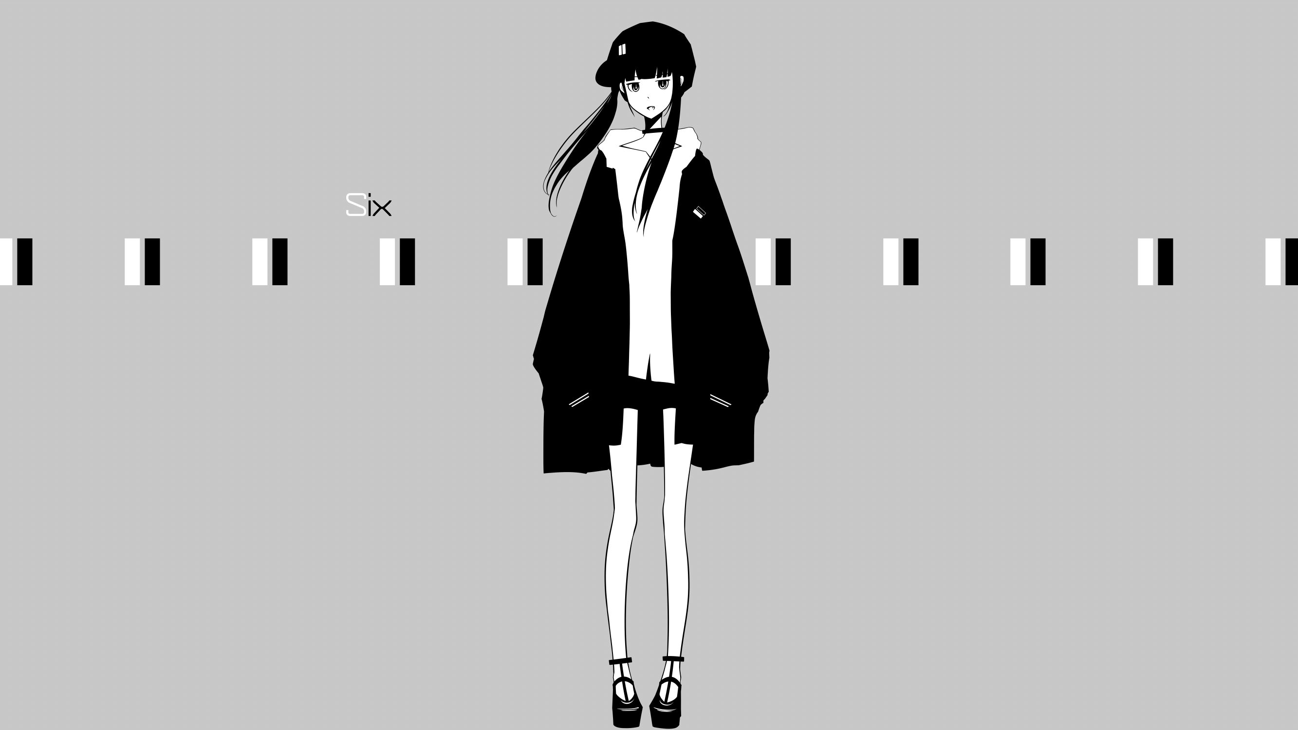 Haru Simple Background Anime Girls Original Characters Jacket Hat Collar Long Hair 2666x1500