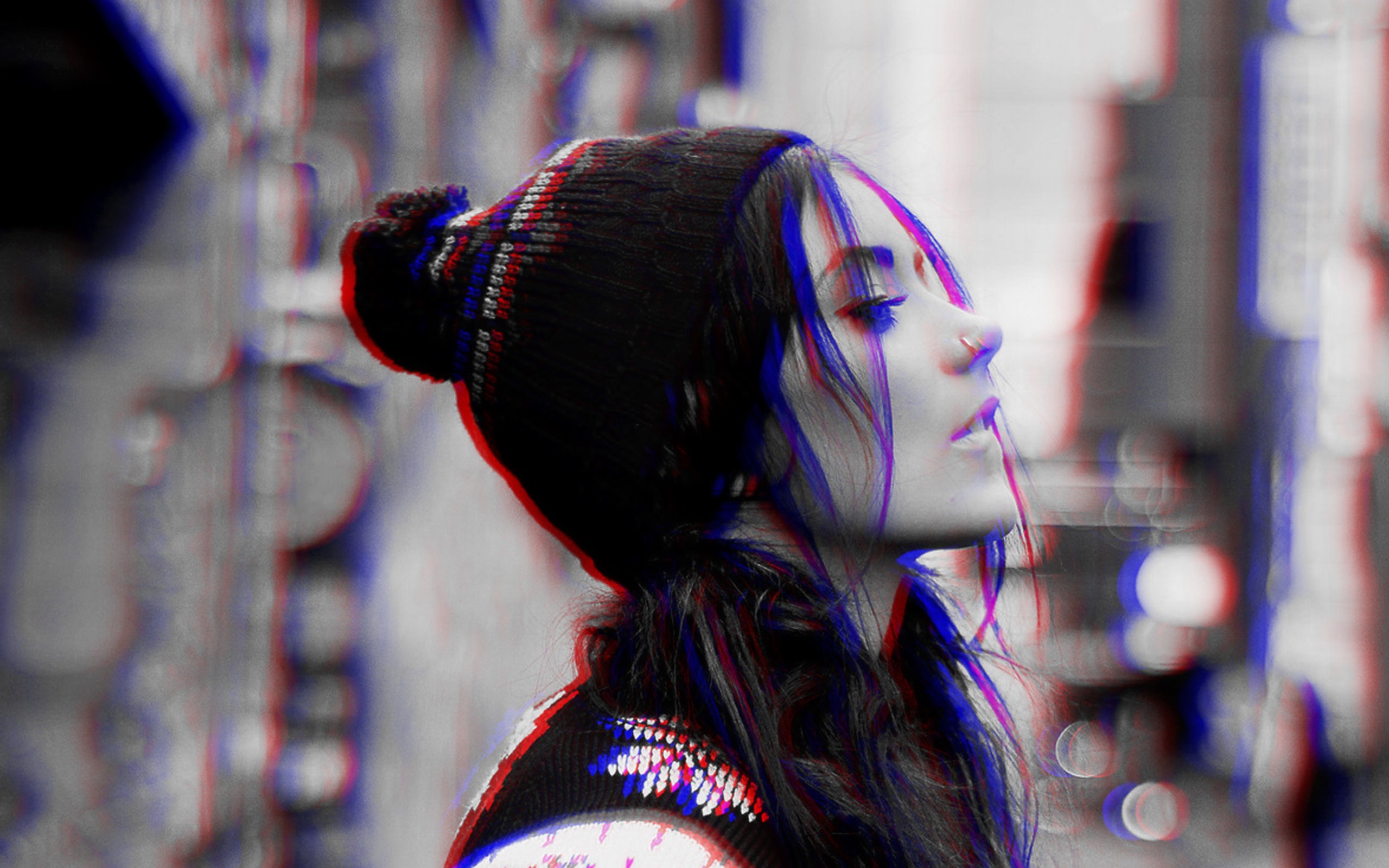 Women Anaglyph 3D Danielle Mansutti 2560x1600