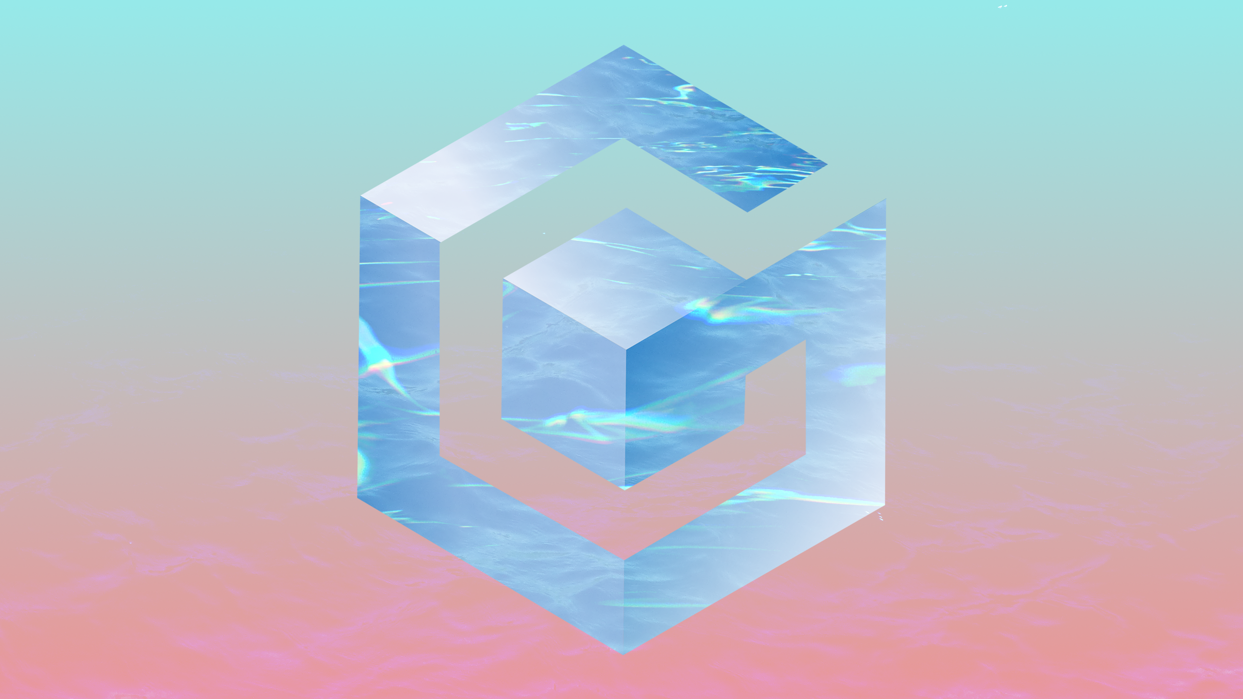 GameCube Nintendo Gamecube Vaporwave Cyan Pink 2560x1440