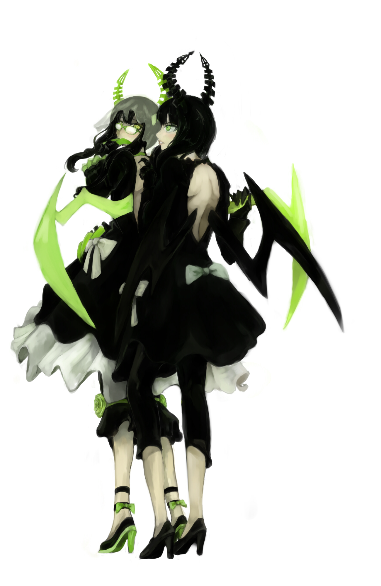 Deadmaster Dead Anime Girls White Background Horns Simple Background 1300x2000