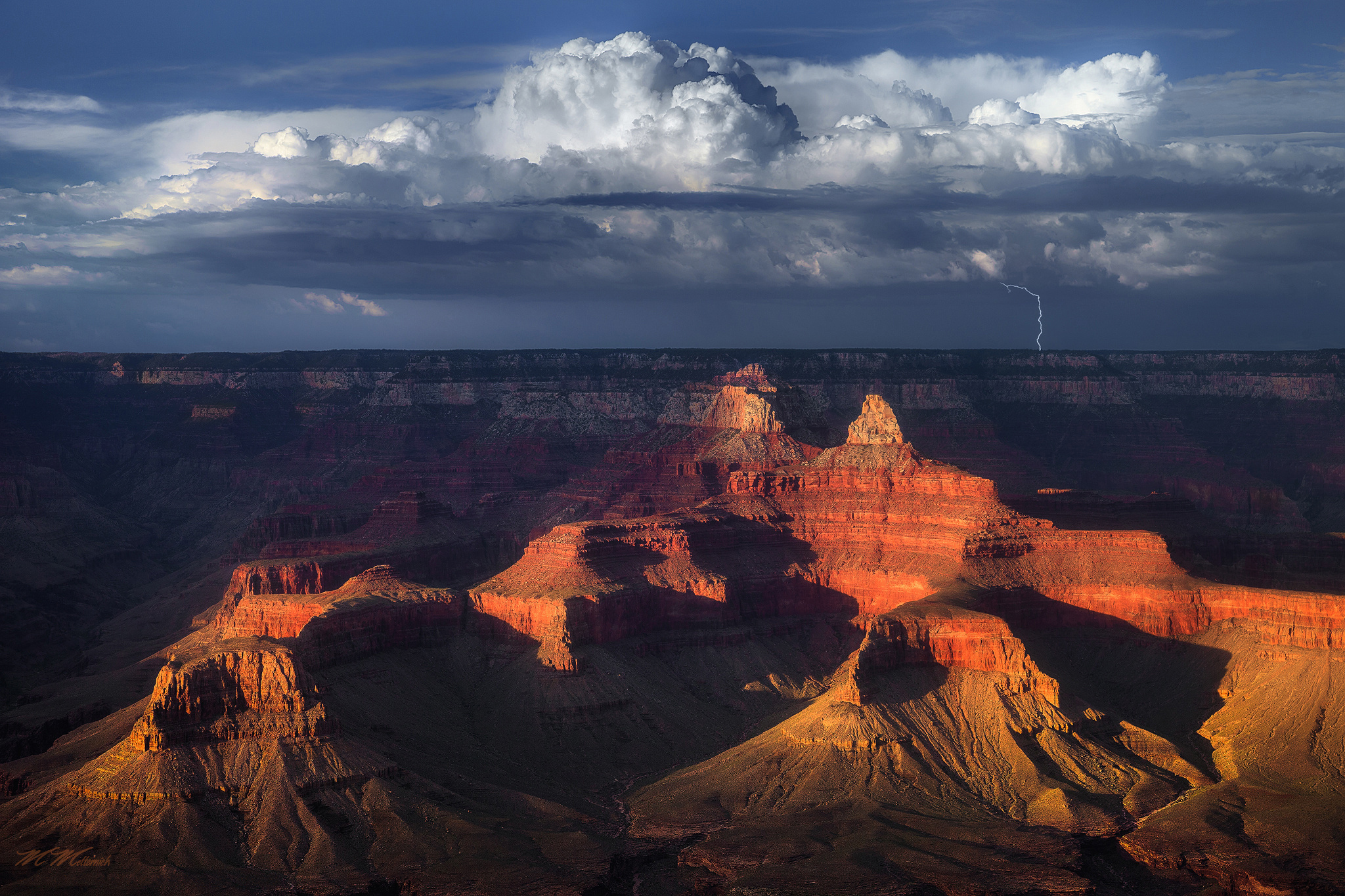 Lightning Mountain Desert Arizona Grand Canyon Cloud Nature Landscape 2048x1365
