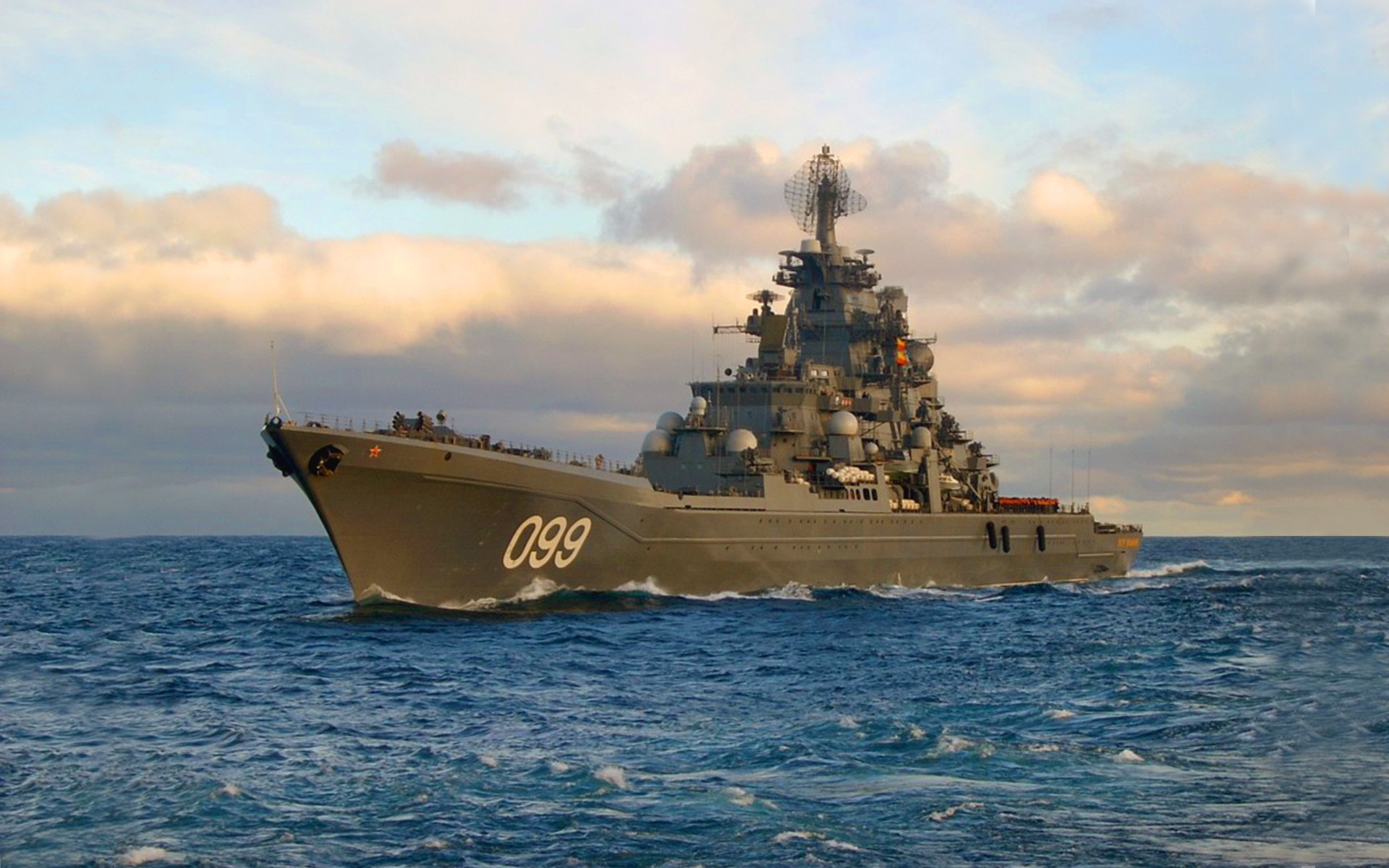 Russian Battlecruiser Pyotr Velikiy Battlecruiser Warship 1920x1200