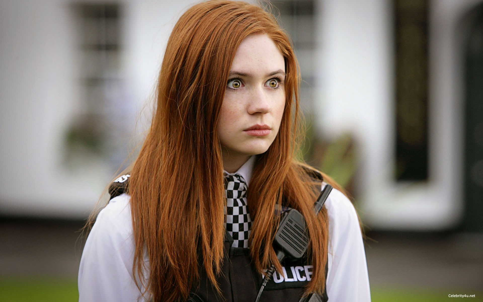 Karen Gillan Redhead Women Hazel Eyes Police Doctor Who Amy Pond Stare 1920x1200