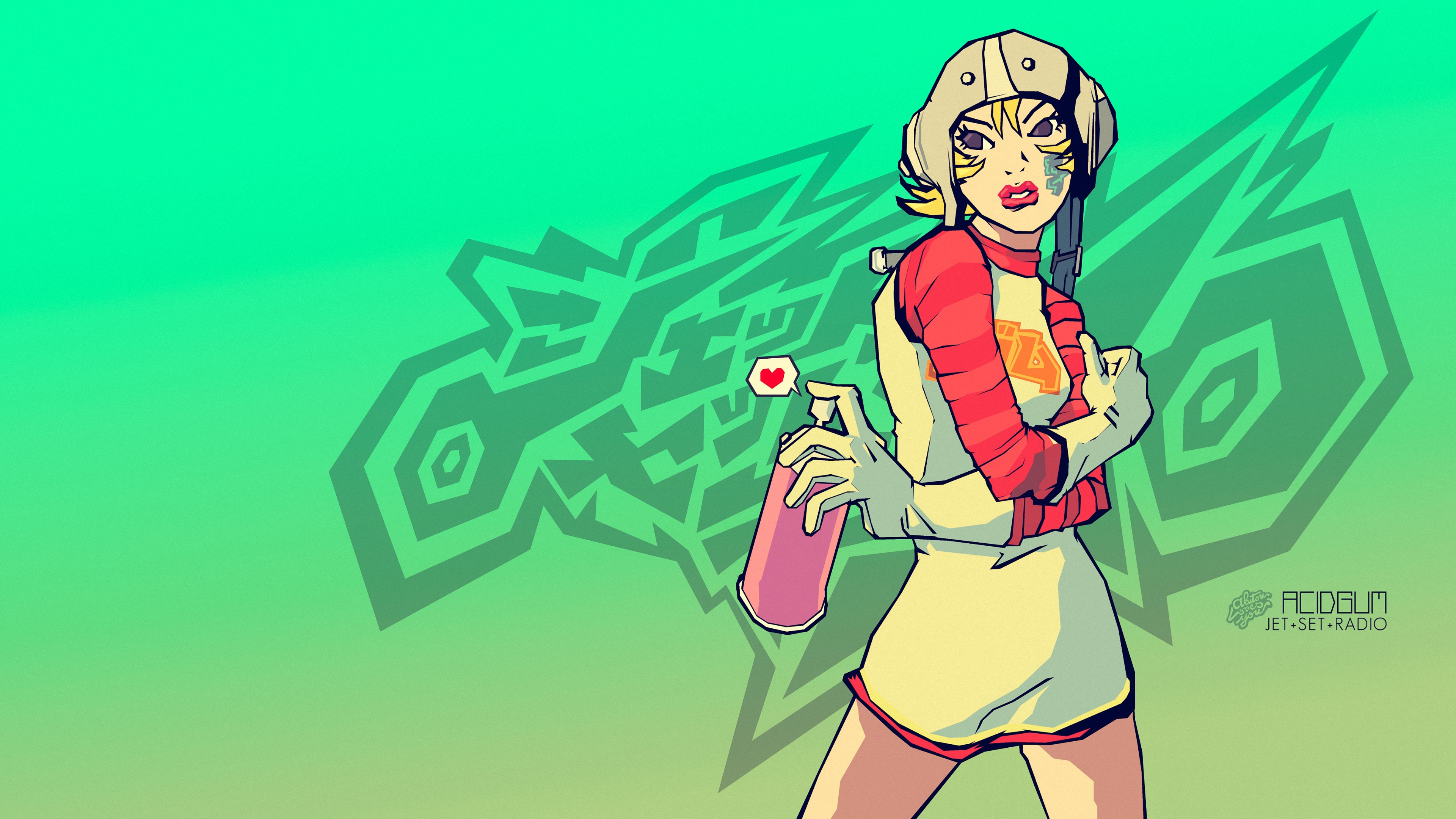 Green Graffiti Jet Set Radio Video Games 3840x2160