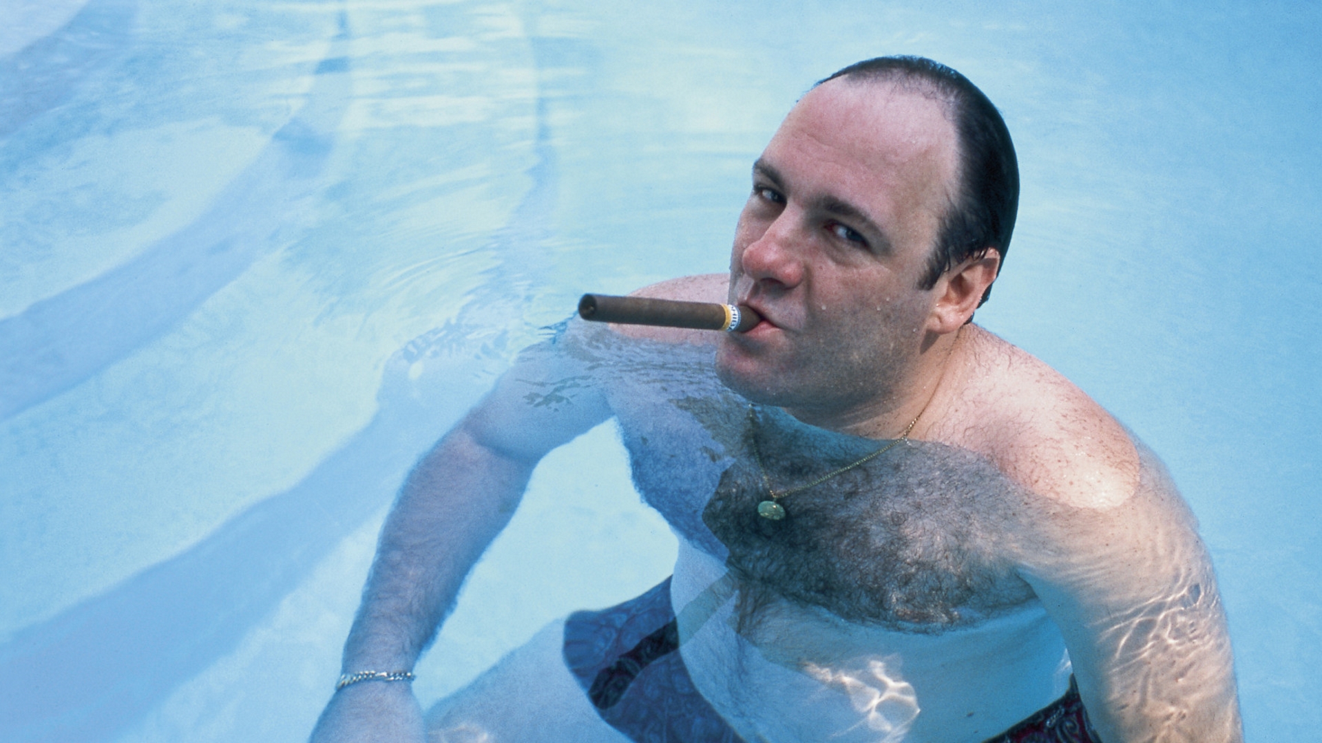 Cigars James Gandolfini Swimming Pool The Sopranos Tony Soprano Cyan 1920x1080