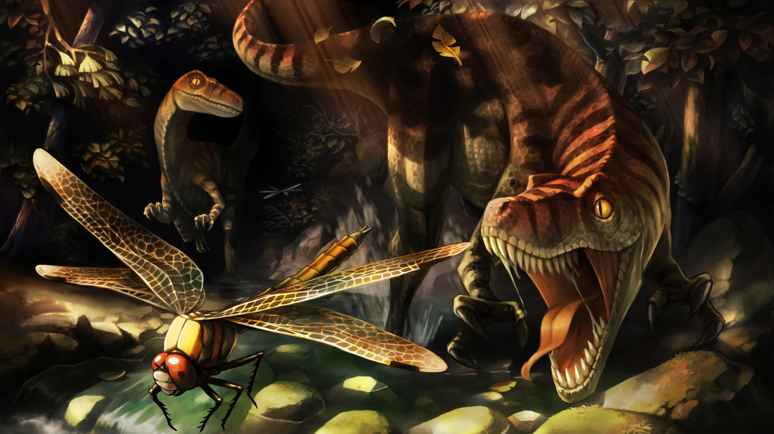 Dragons Crown Fantasy Art Dinosaurs Velociraptors 2560x1438