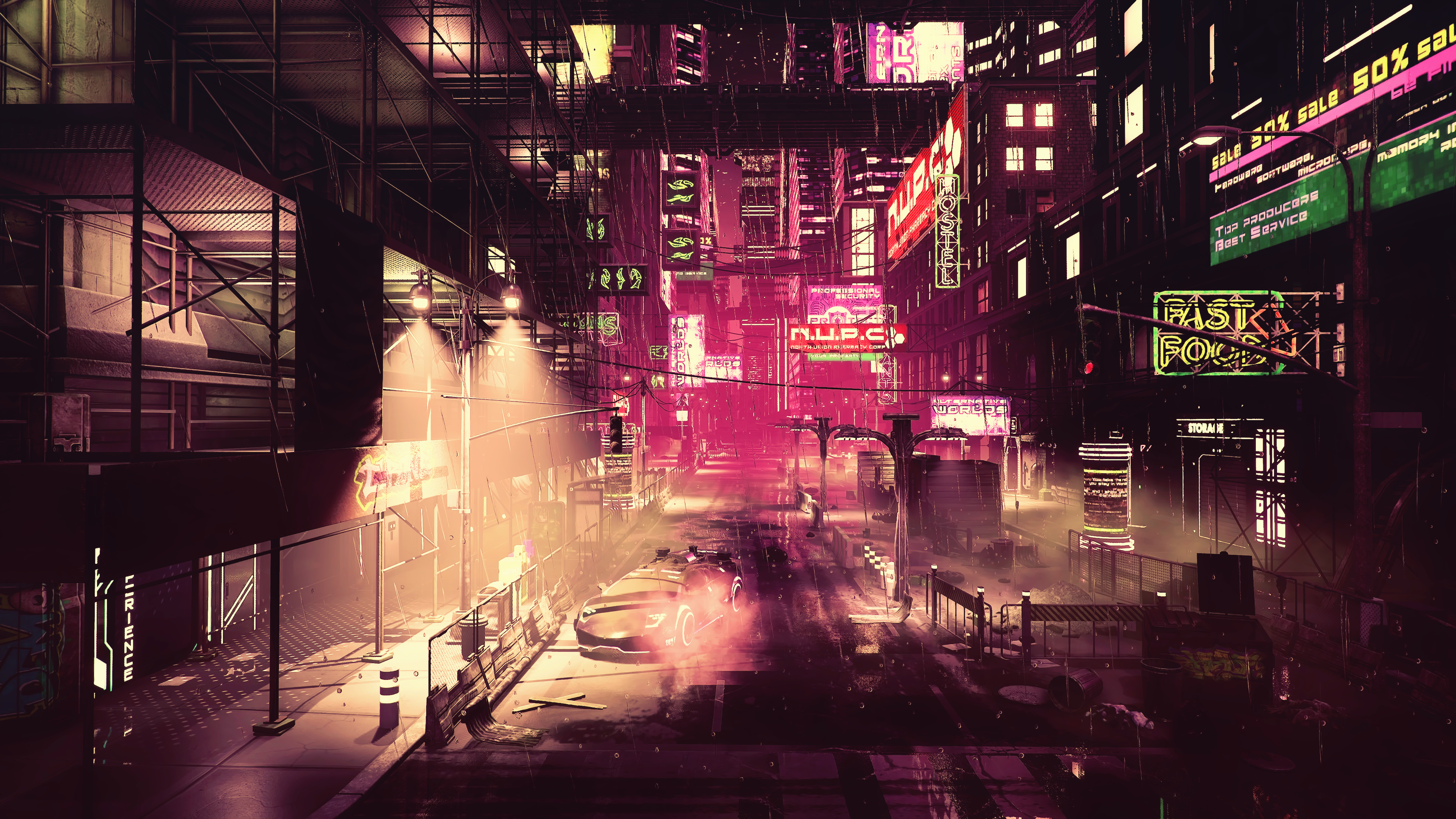 Night Artwork Futuristic City Cyberpunk Cyber Science Fiction Digital Art Concept Art Fantasy Art CG 3840x2160